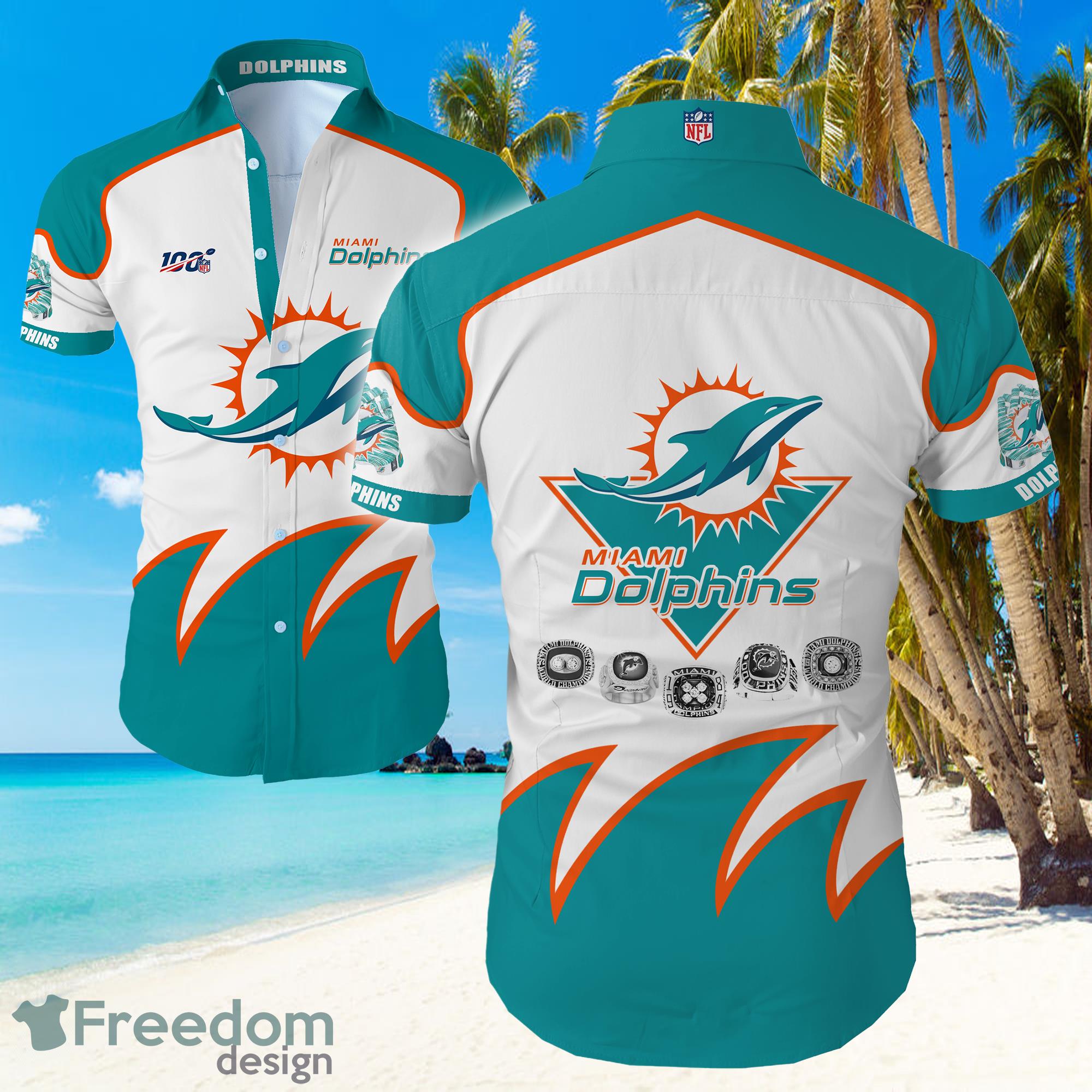 Miami Dolphins Big Logo Hawaiian Summer Beach Shirt Full Print Product Photo 1