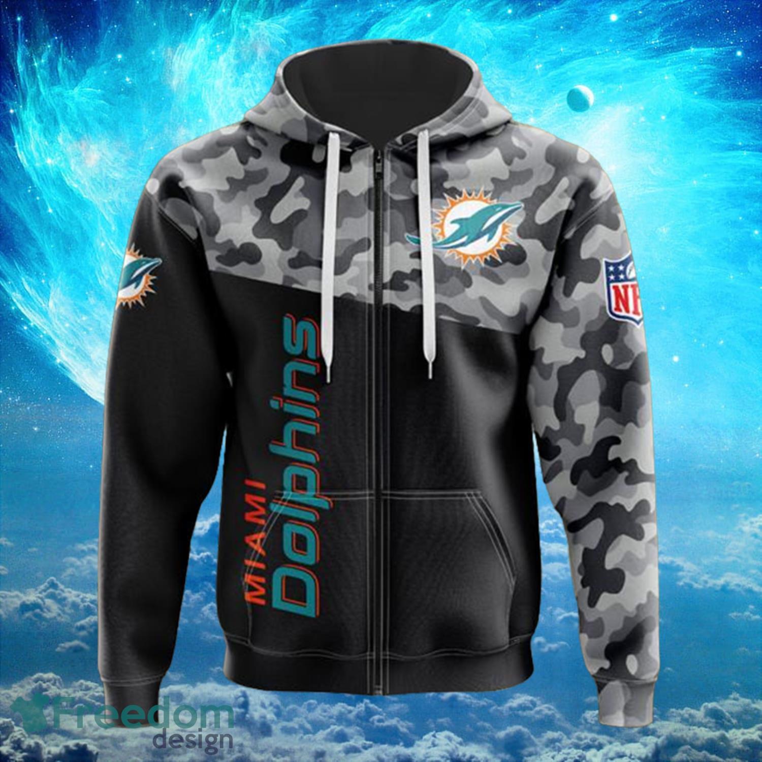 Miami Dolphins Military Logo  Dark Hoodies Full Over Print Product Photo 1