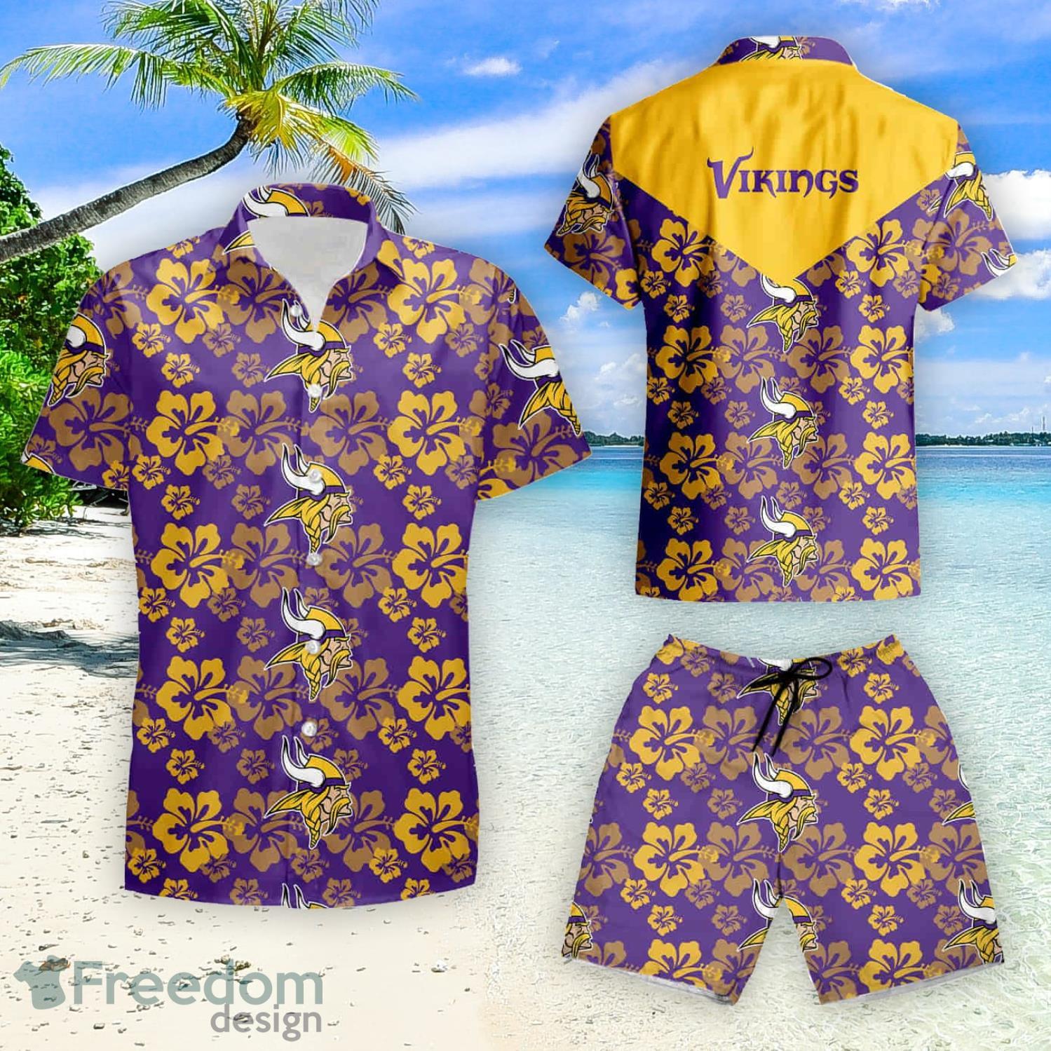 Minnesota Vikings Flowers Hawaiian Shirt And Short image Minnesota Vikings Flowers Hawaiian Shirt And Short Product Photo 2