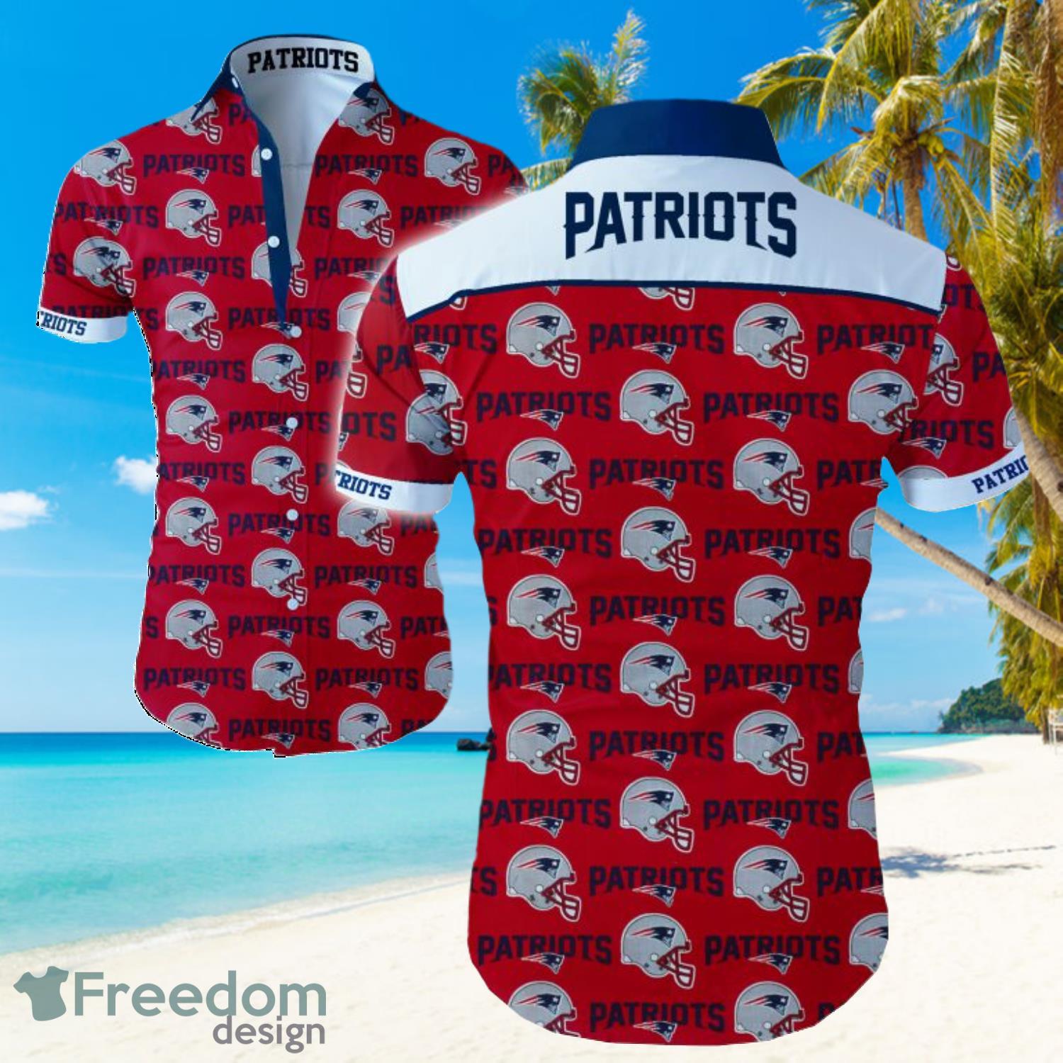 New England Patriots Mini Logo Red Shirt Hawaiian Summer Beach Shirt Full Print Product Photo 1