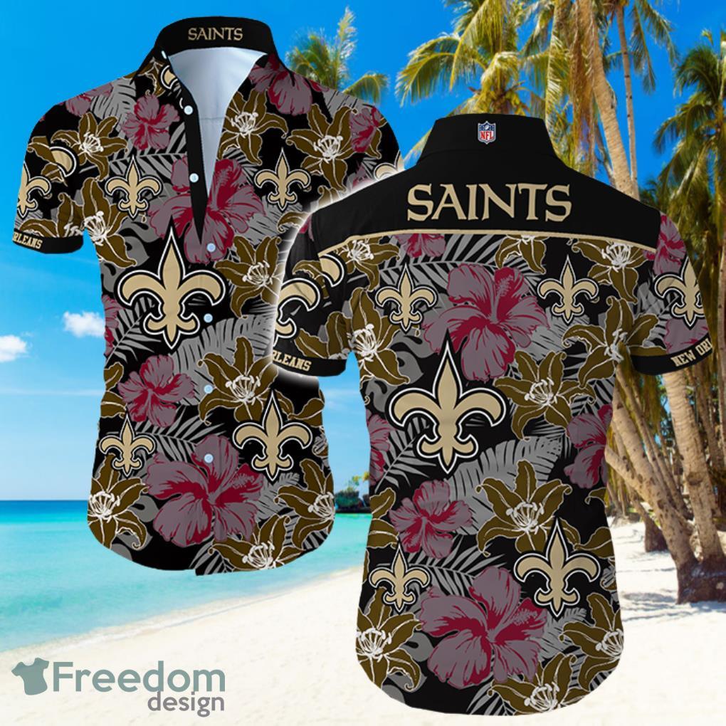 New Orleans Saints Logo Flower Hawaiian Summer Beach Shirt Full Print Product Photo 1