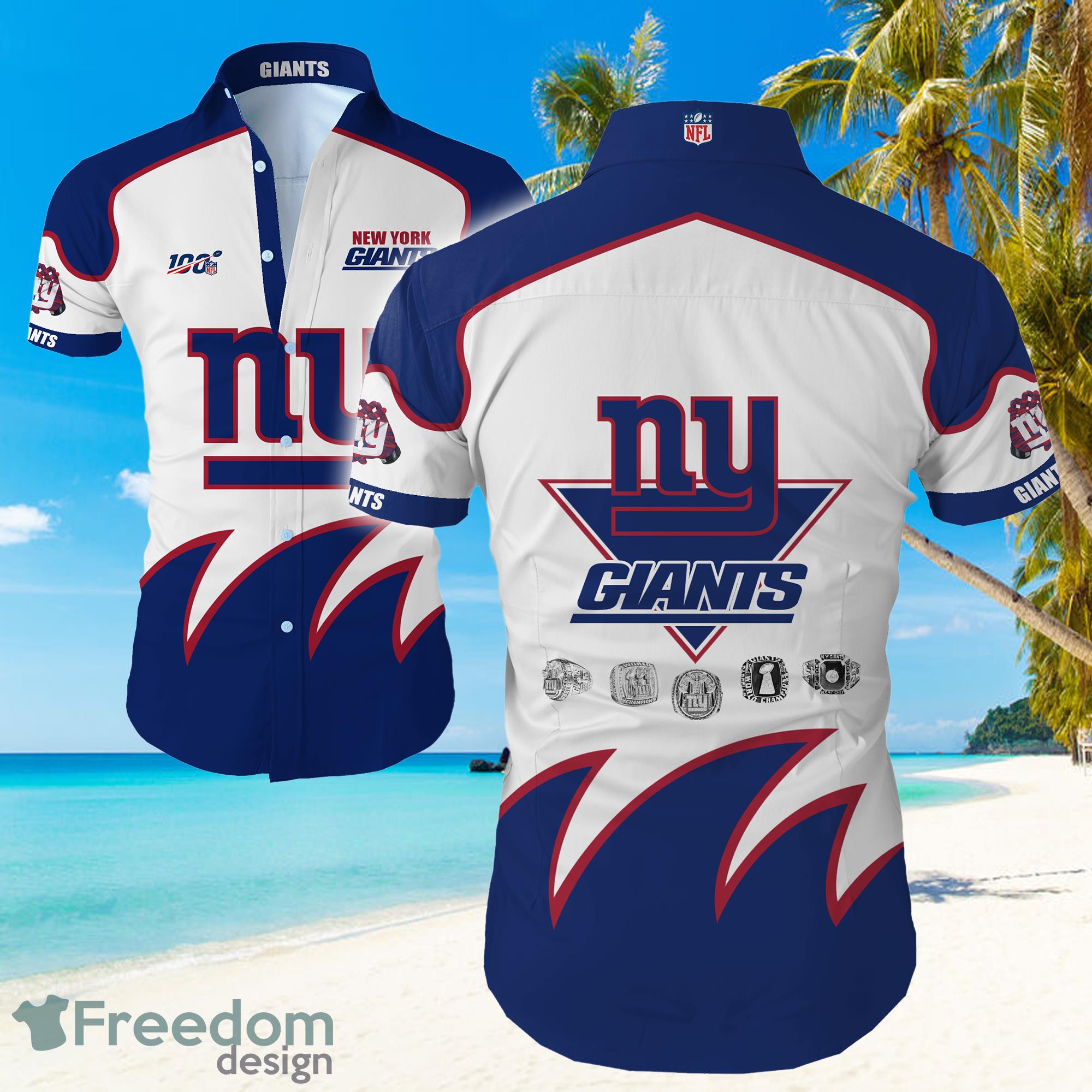 New York Giants Big Logo Hawaiian Summer Beach Shirt Full Print Product Photo 1