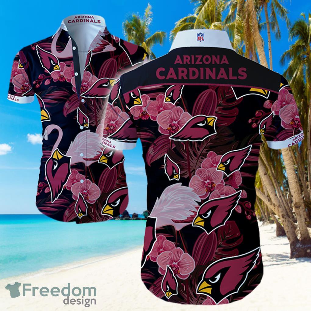 NFL Arizona Cardinals Logo Flower Dark Shirt Hawaiian Summer Beach Shirt Full Print Product Photo 1