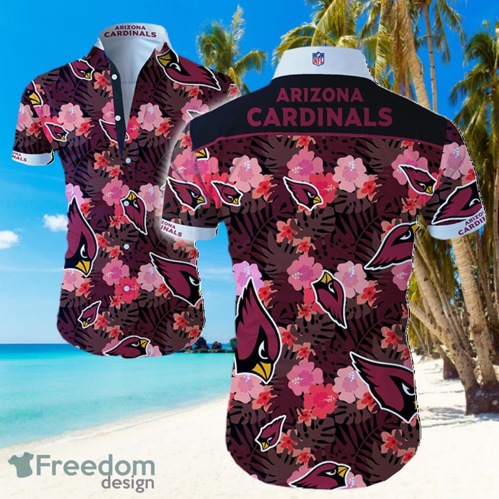 NFL Arizona Cardinals Logo Flower Hawaiian Summer Beach Shirt Full Print Product Photo 1