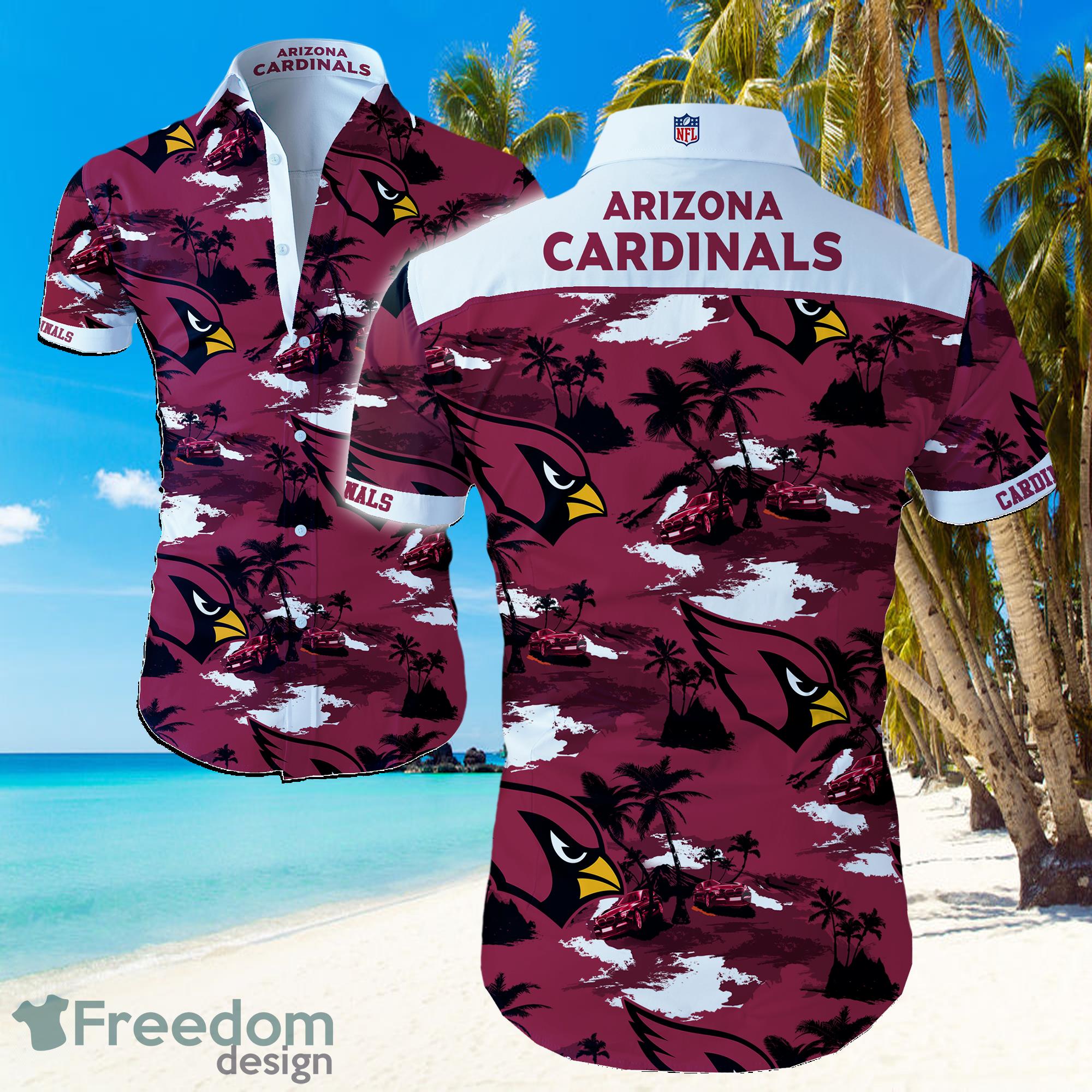 NFL Arizona Cardinals Logo Hawaiian Summer Beach Shirt Full Print Product Photo 1