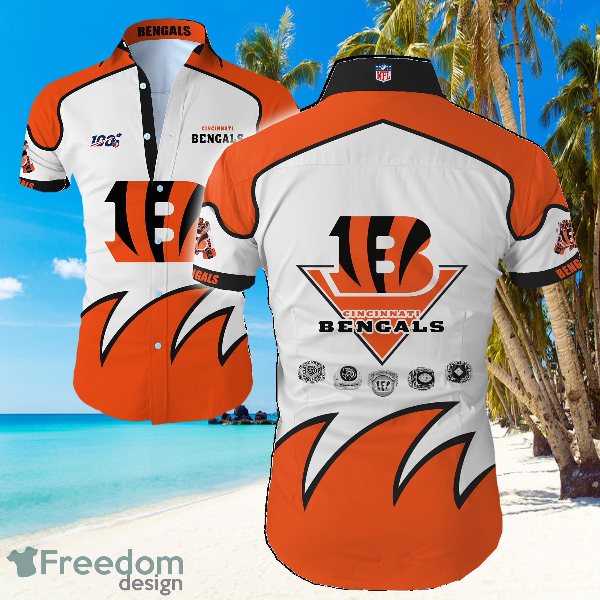 NFL Cincinnati Bengals Big Logo Hawaiian Summer Beach Shirt Full Print Product Photo 1