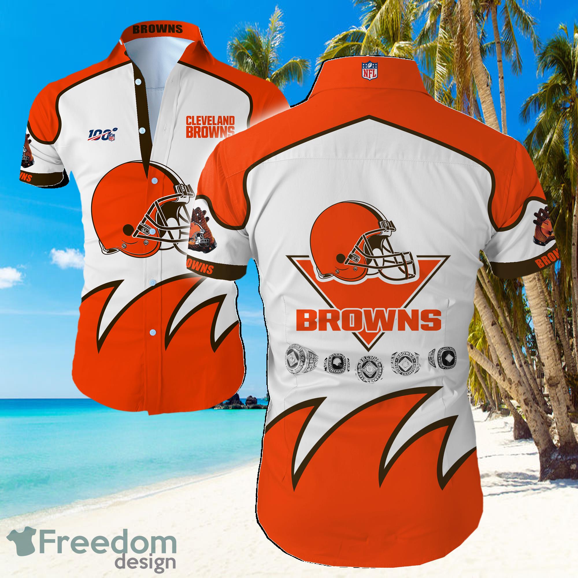 NFL Cleveland Browns Big LogoHawaiian Summer Beach Shirt Full Print Product Photo 1