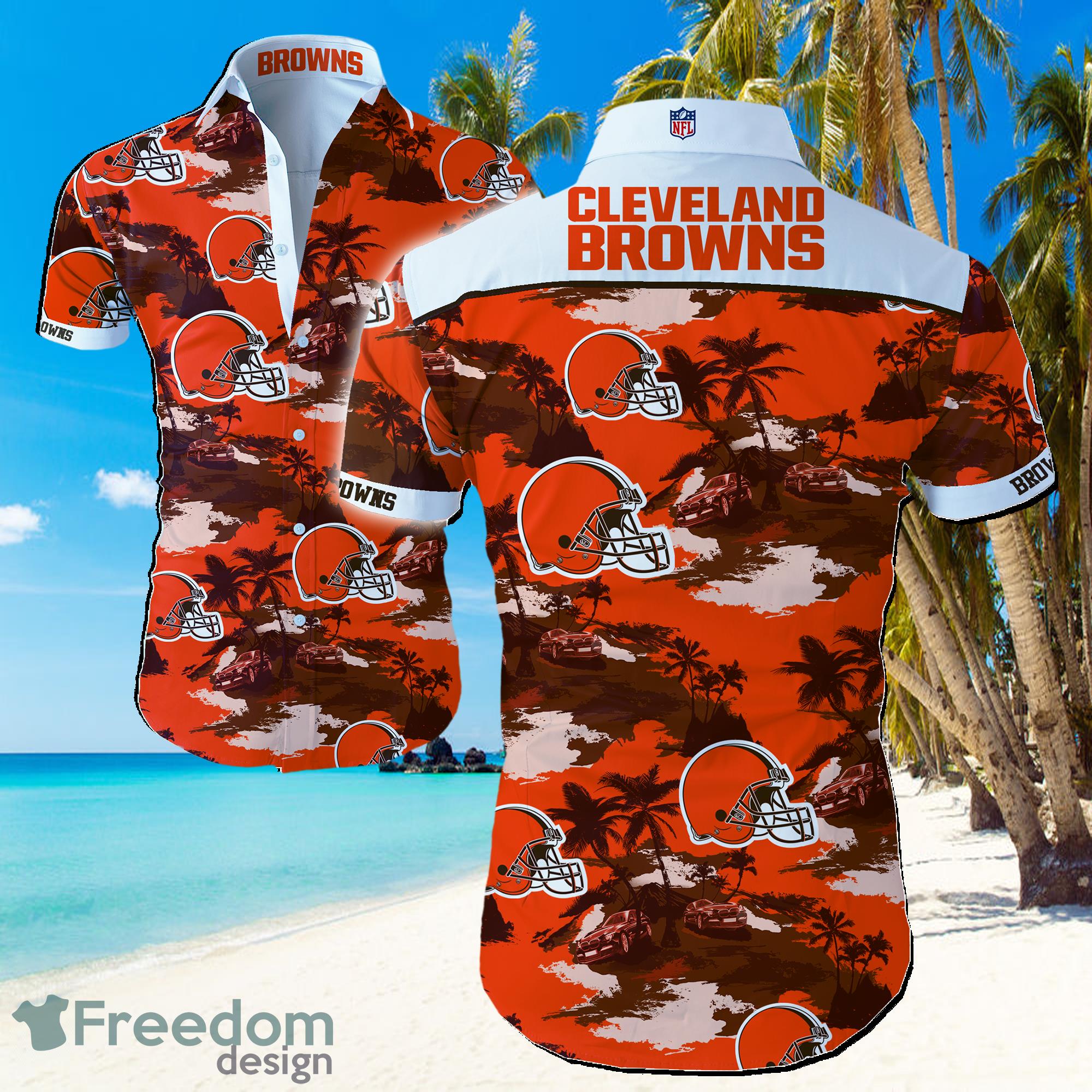 NFL Cleveland Browns Logo Hawaiian Summer Beach Shirt Full Print Product Photo 1