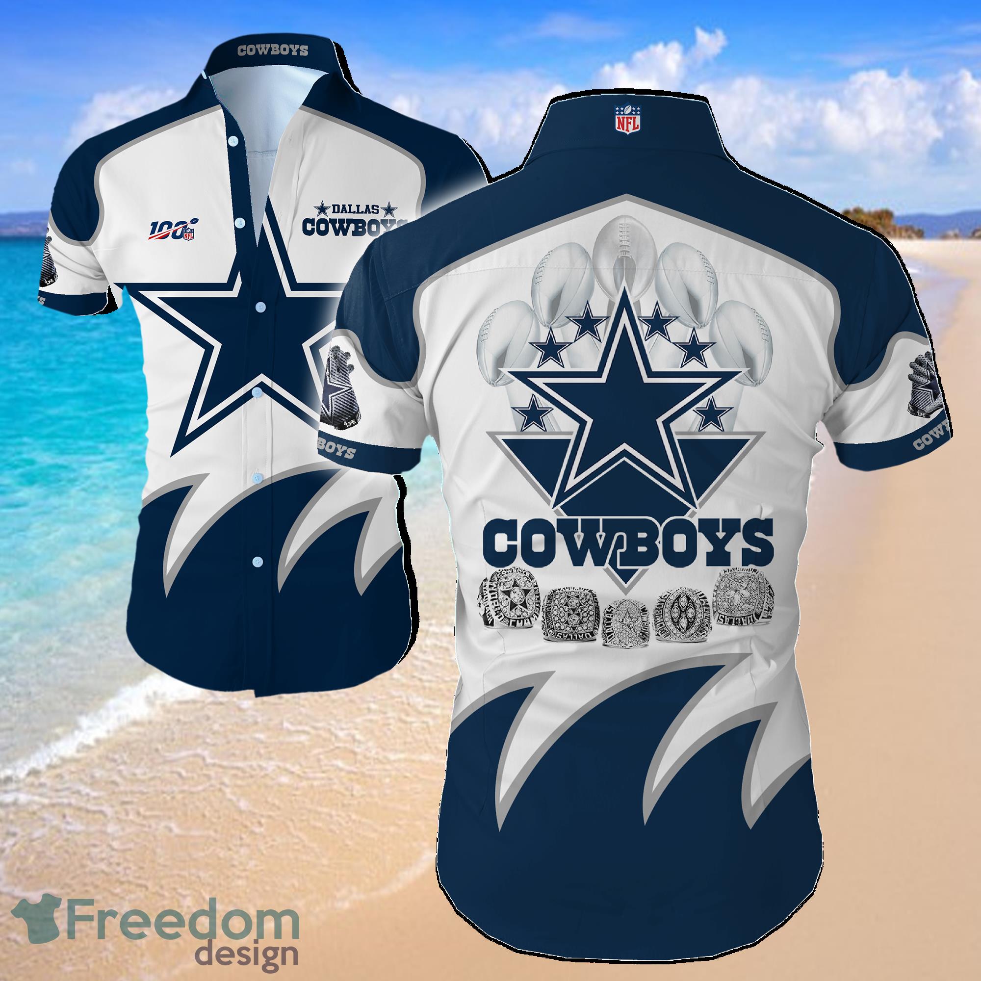 NFL Dallas Cowboys Big Logo Hawaiian Summer Beach Shirt Full Print Product Photo 1