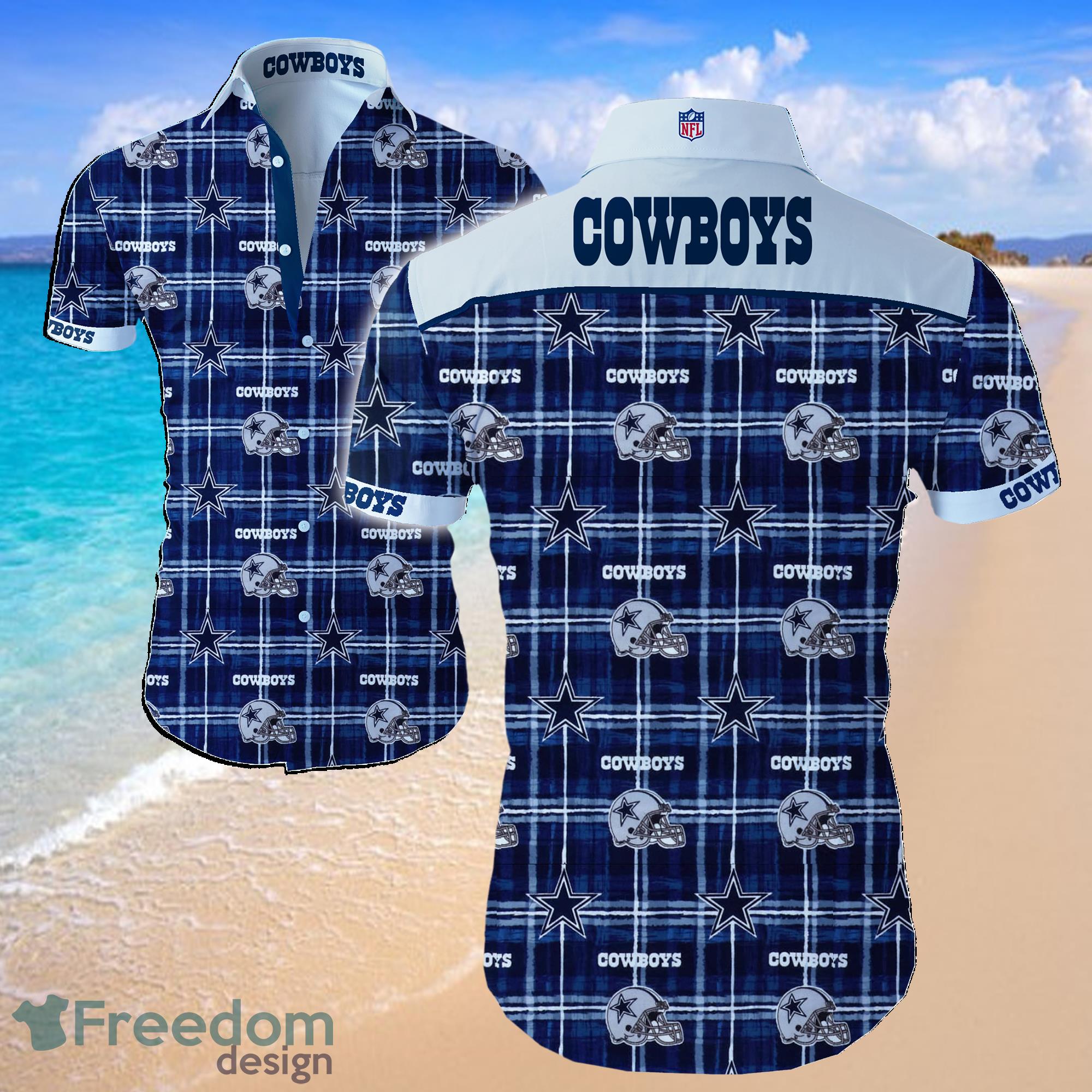 NFl Dallas Cowboys Logo Blue Shirt Hawaiian Summer Beach Shirt Full Print Product Photo 1