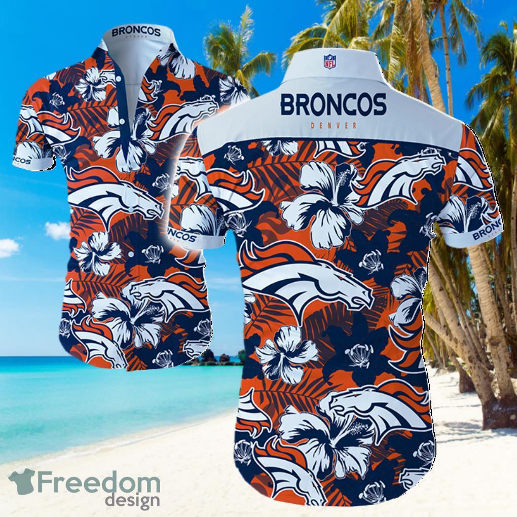 NFL Denver Broncos Logo Flower Hawaiian Summer Beach Shirt Full Print Product Photo 1