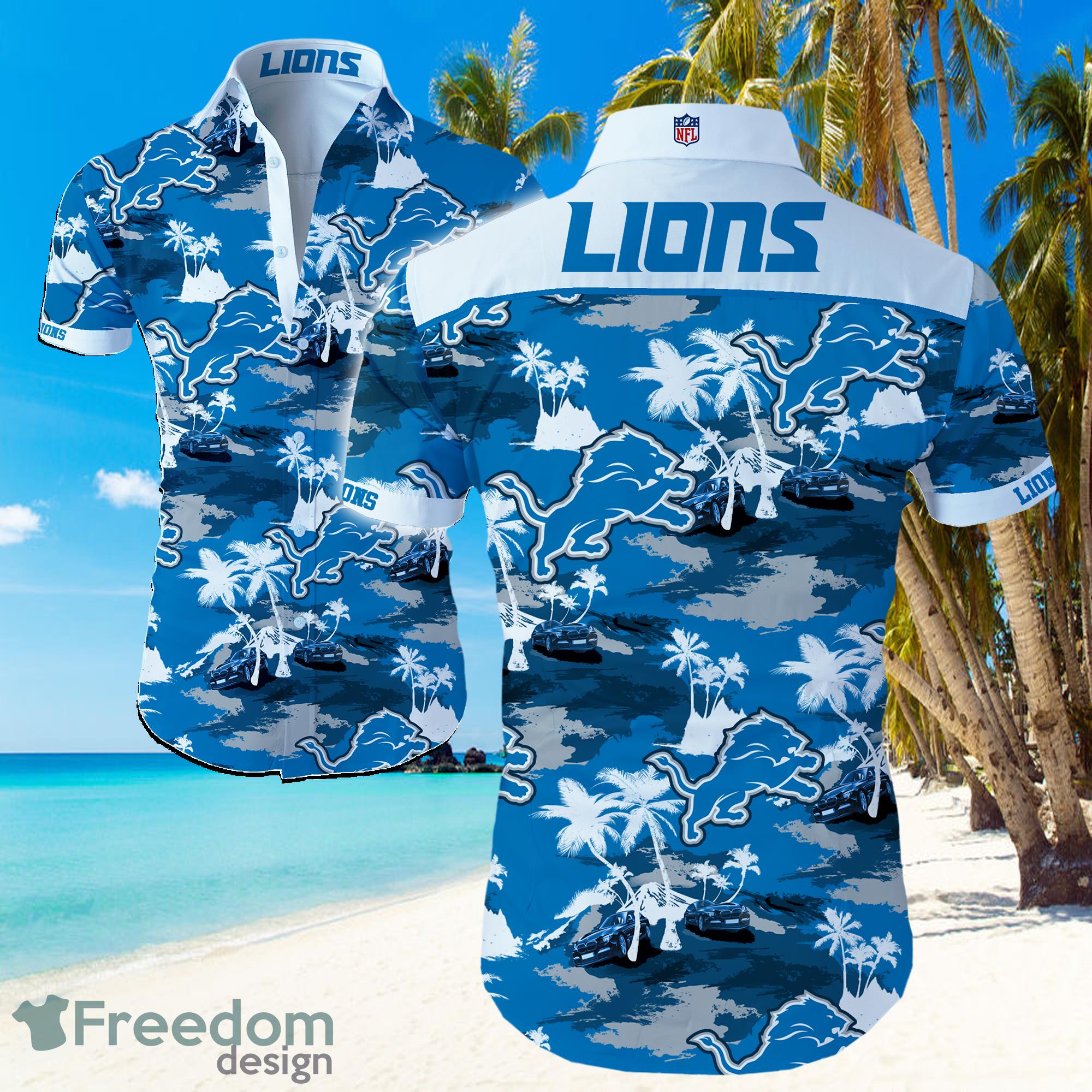 NFL Detroit Lions Logo Light Shirt Hawaiian Summer Beach Shirt Full Print Product Photo 1