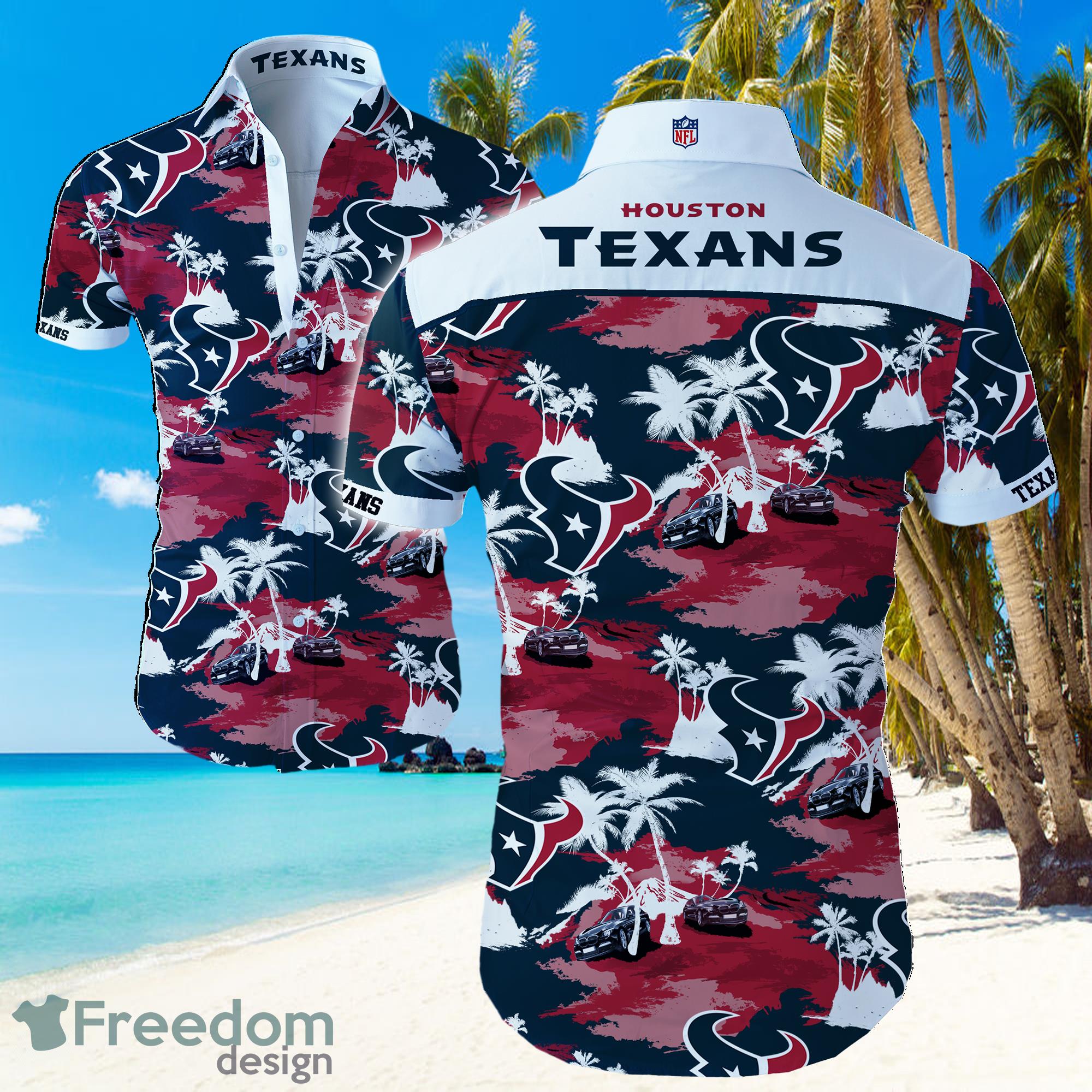 NFL Houston Texans Logo Dark Shirt Hawaiian Summer Beach Shirt Full Print Product Photo 1