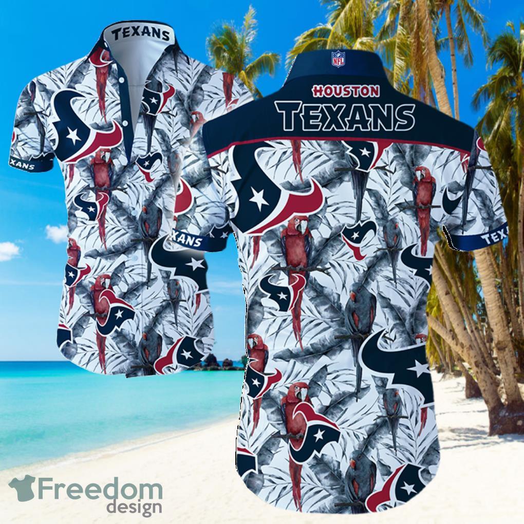 NFL Houston Texans Logo Parrot Hawaiian Summer Beach Shirt Full Print Product Photo 1