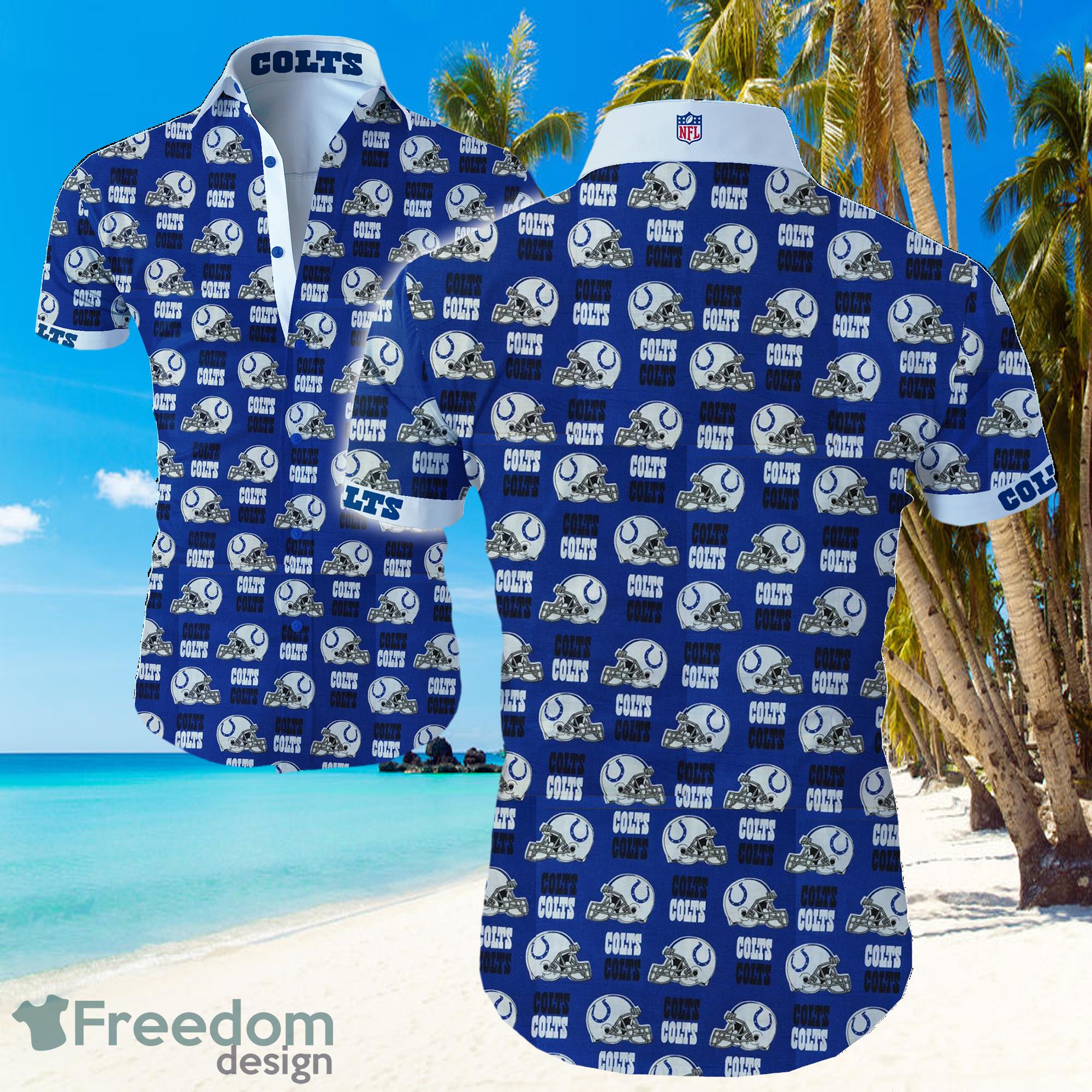 NFL Indianapolis Colts Mini Logo Hawaiian Summer Beach Shirt Full Print Product Photo 1