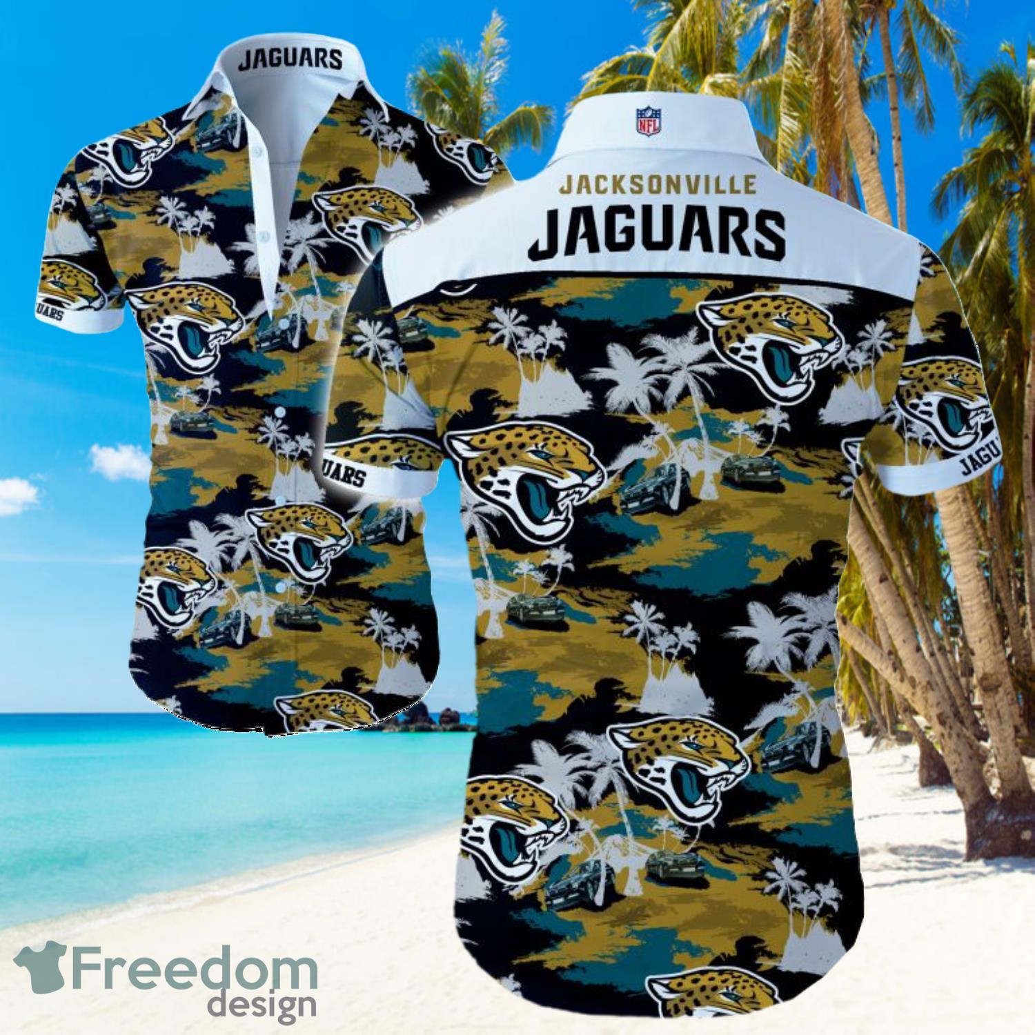 NFL Jacksonville Jaguars Logo Hawaiian Summer Beach Shirt Full Print Product Photo 1