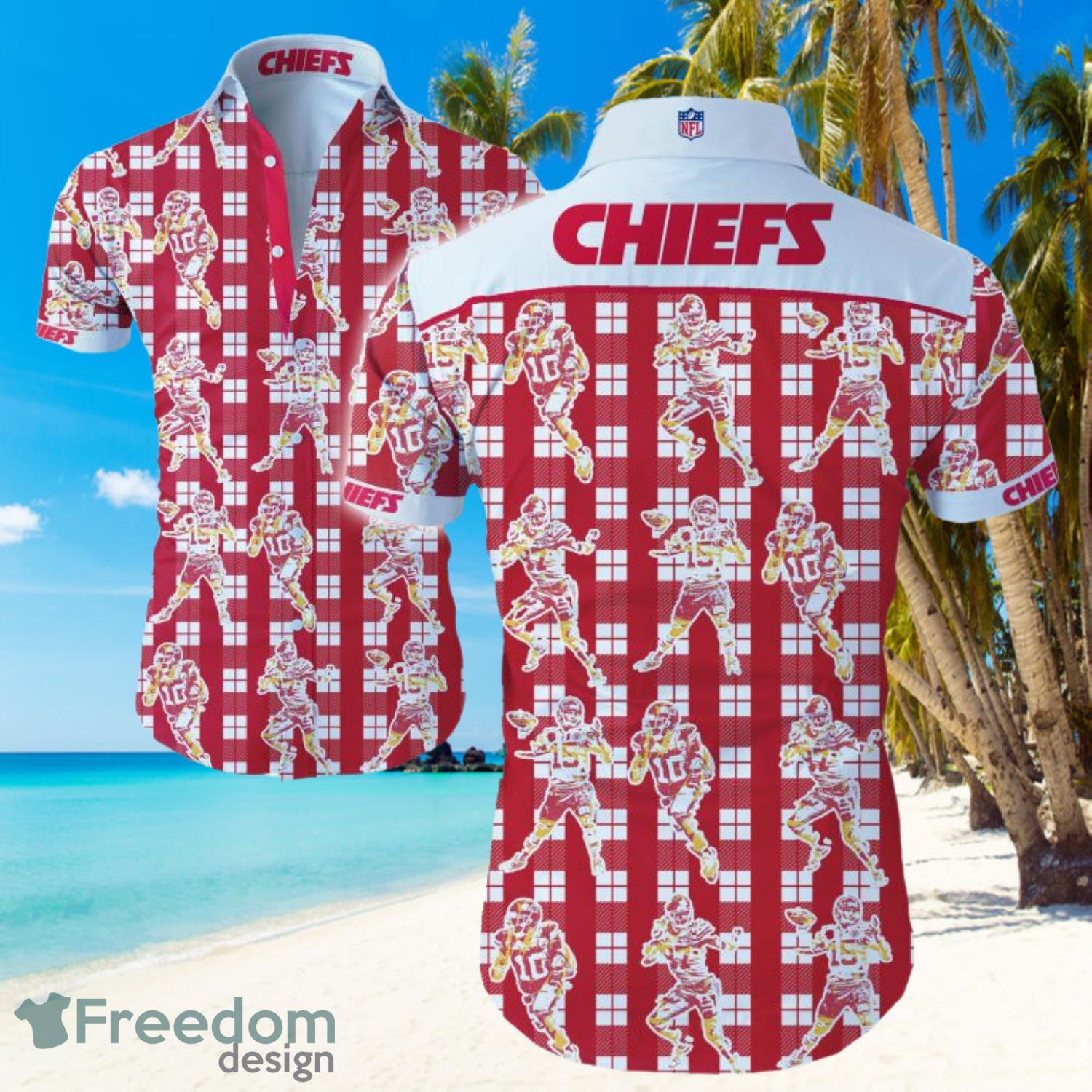NFl Kansas City Chiefs Logo Red Shirt Hawaiian Summer Beach Shirt Full Print Product Photo 1