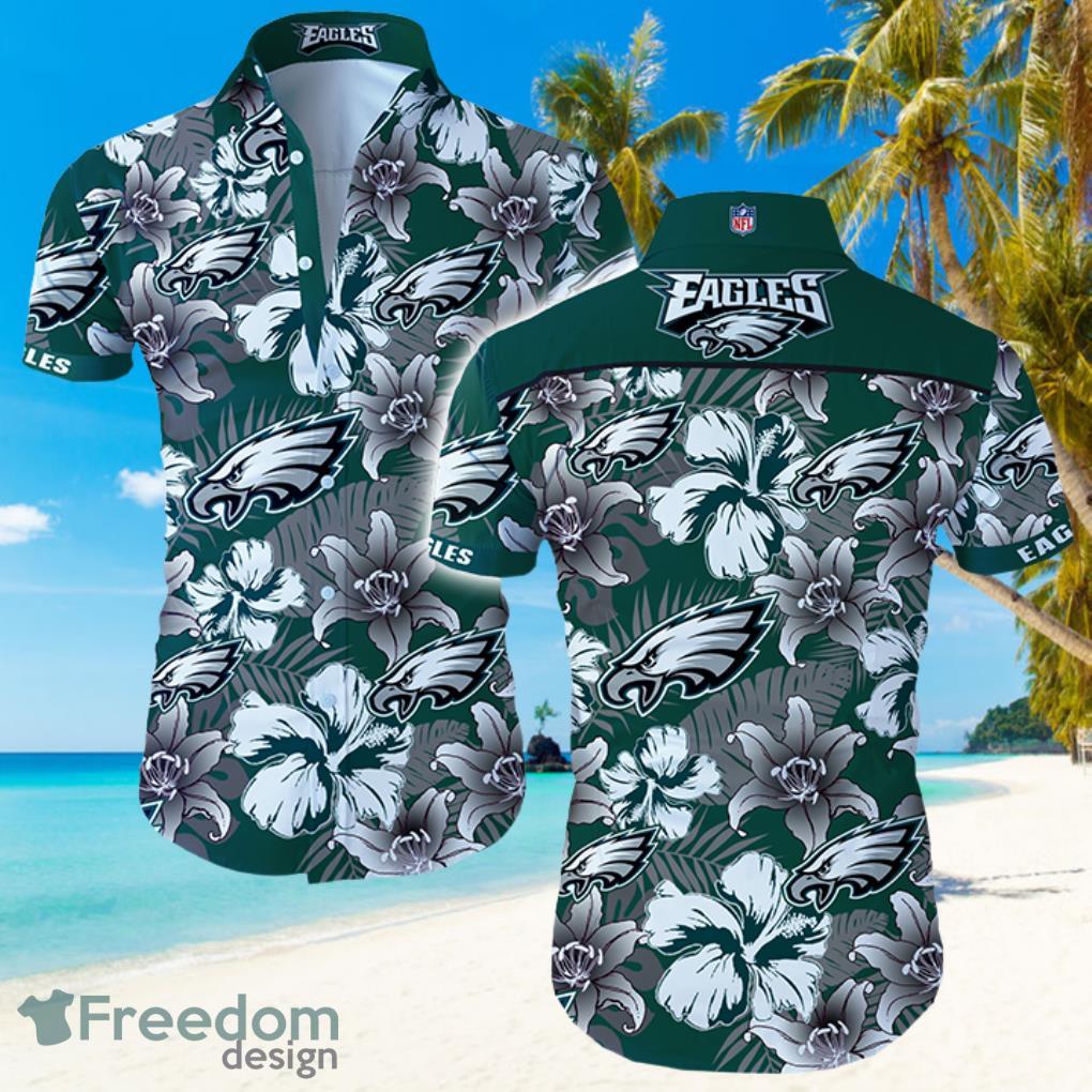 NFL Philadelphia Eagles Logo Flower Hawaiian Summer Beach Shirt Full Print Product Photo 1