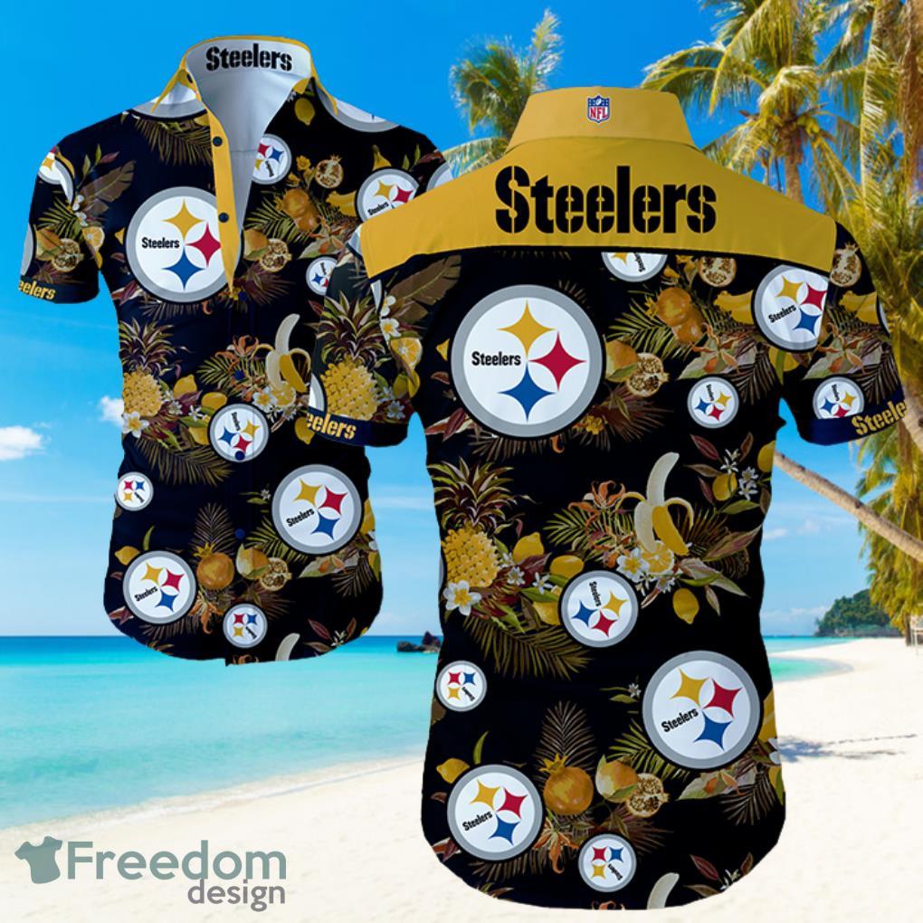 NFL Pittsburgh Steelers Logo Dark Shirt Hawaiian Summer Beach Shirt Full Print Product Photo 1