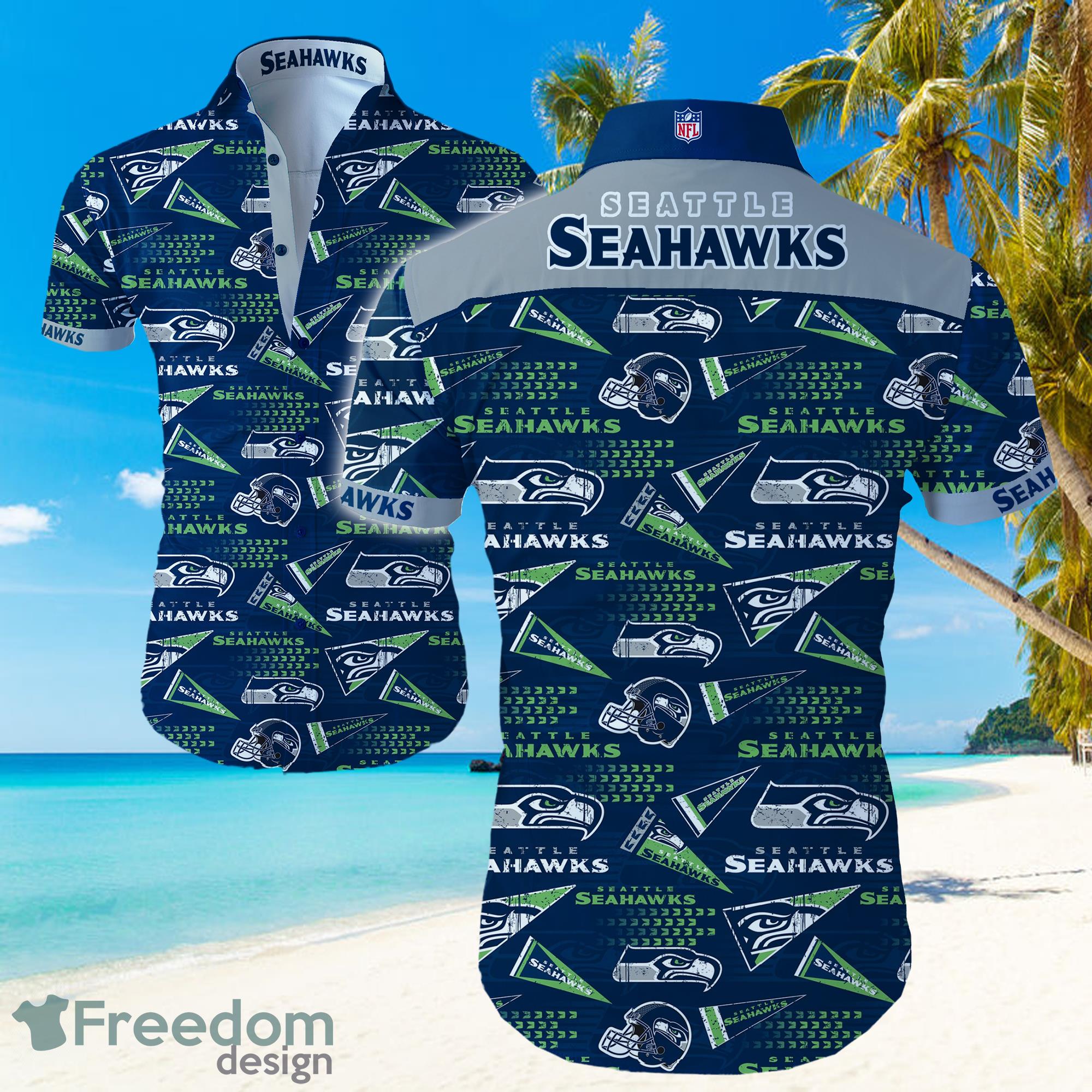 NFL Seattle Seahawks Logo Dark Shirt Hawaiian Summer Beach Shirt Full Print Product Photo 1