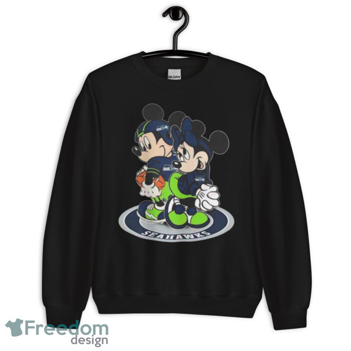 NFL Seattle Seahawks Mickey Mouse And Minnie Mouse Shirt - Unisex Crewneck Sweatshirt NFL Seattle Seahawks Mickey Mouse And Minnie Mouse Shirt - Unisex Crewneck Sweatshirt