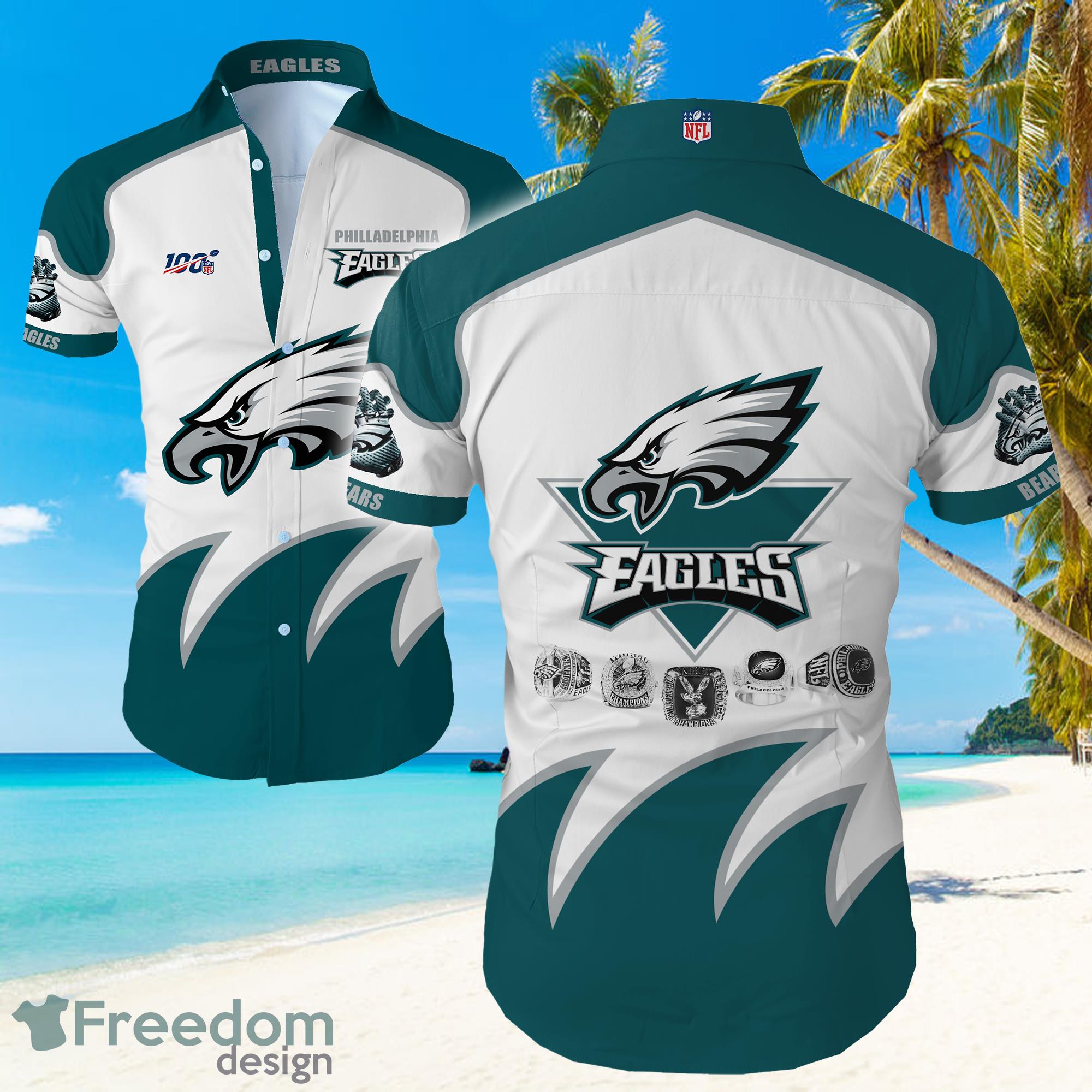 Philadelphia Eagles Big Logo Hawaiian Summer Beach Shirt Full Print Product Photo 1