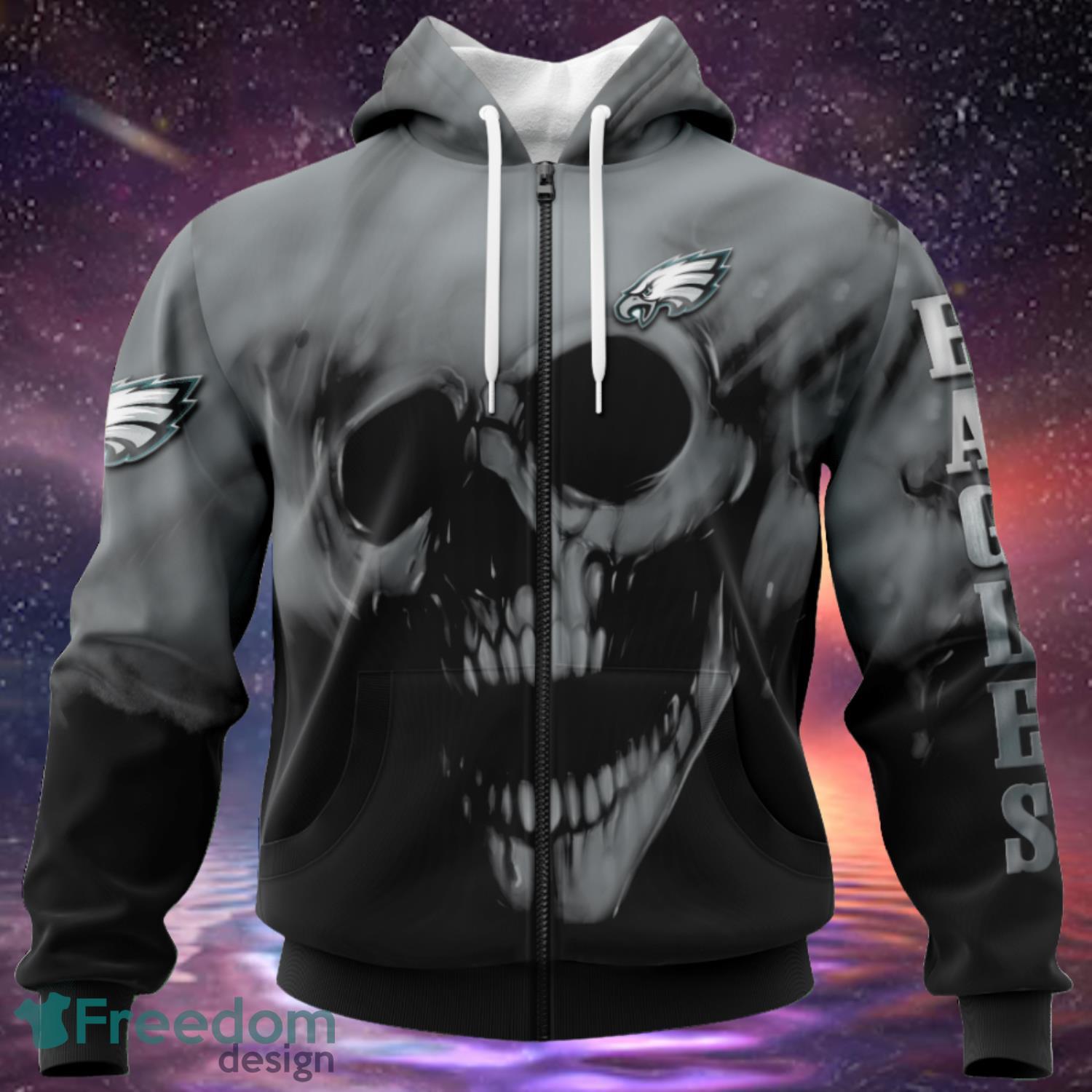 Philadelphia Eagles Custom Name & Number Skull Hoodies Full Over Print Product Photo 2