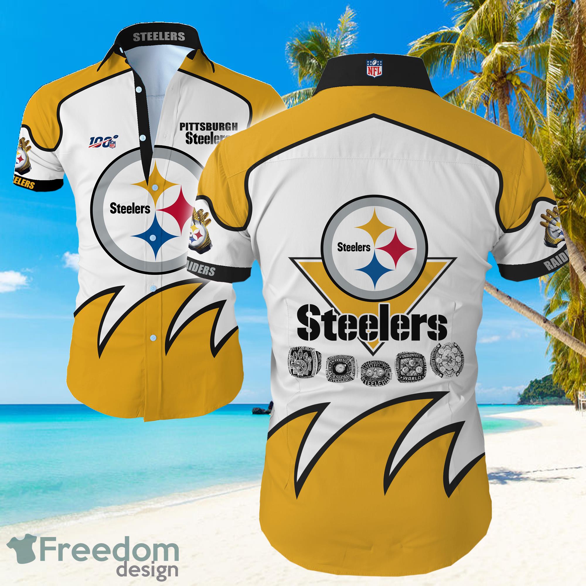 Pittsburgh Steelers Big Logo Hawaiian Summer Beach Shirt Full Print Product Photo 1