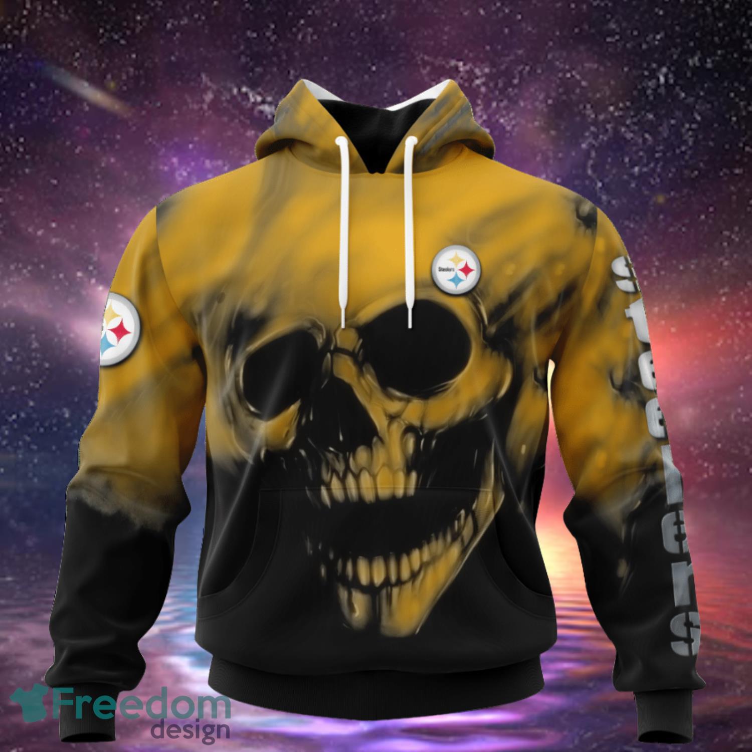 Pittsburgh Steelers Custom Name & Number Skull Hoodies Full Over Print Product Photo 2