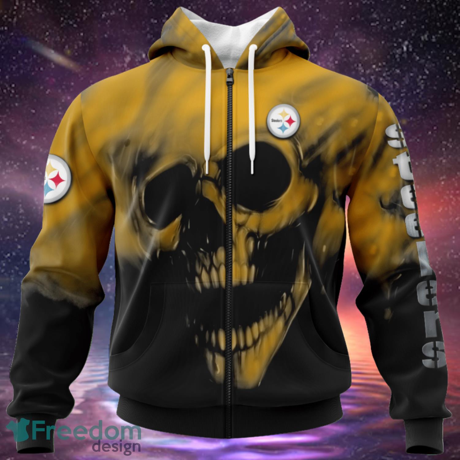 Pittsburgh Steelers Custom Name & Number Skull Hoodies Full Over Print Product Photo 1