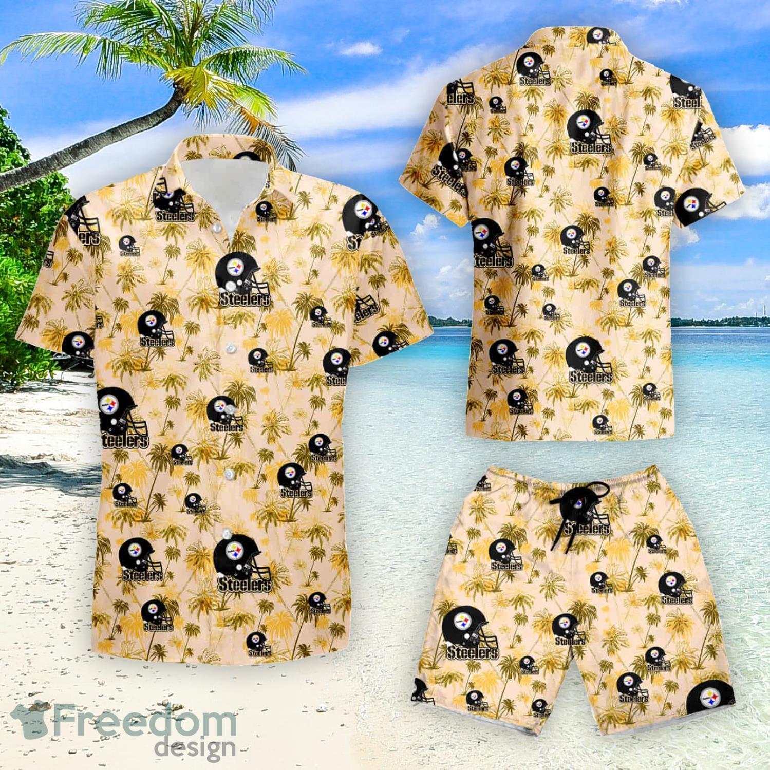 Pittsburgh Steelers Football Floral Aloha Hawaiian Shirt Summer Vacation