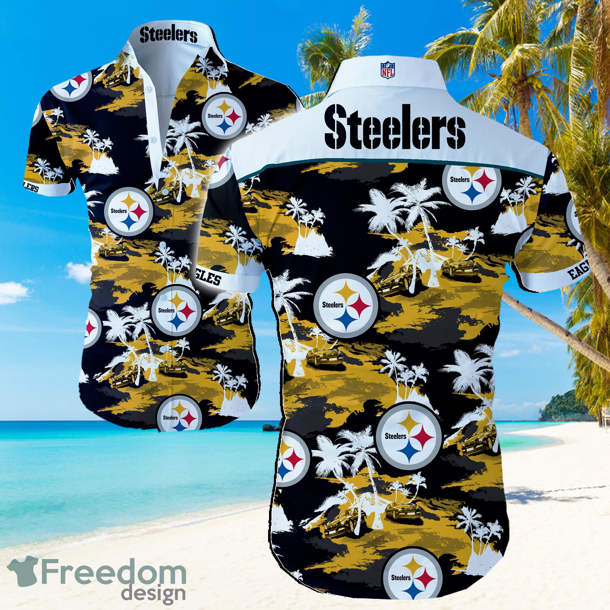 Pittsburgh Steelers Logo NFL  Hawaiian Summer Beach Shirt Full Print Product Photo 1