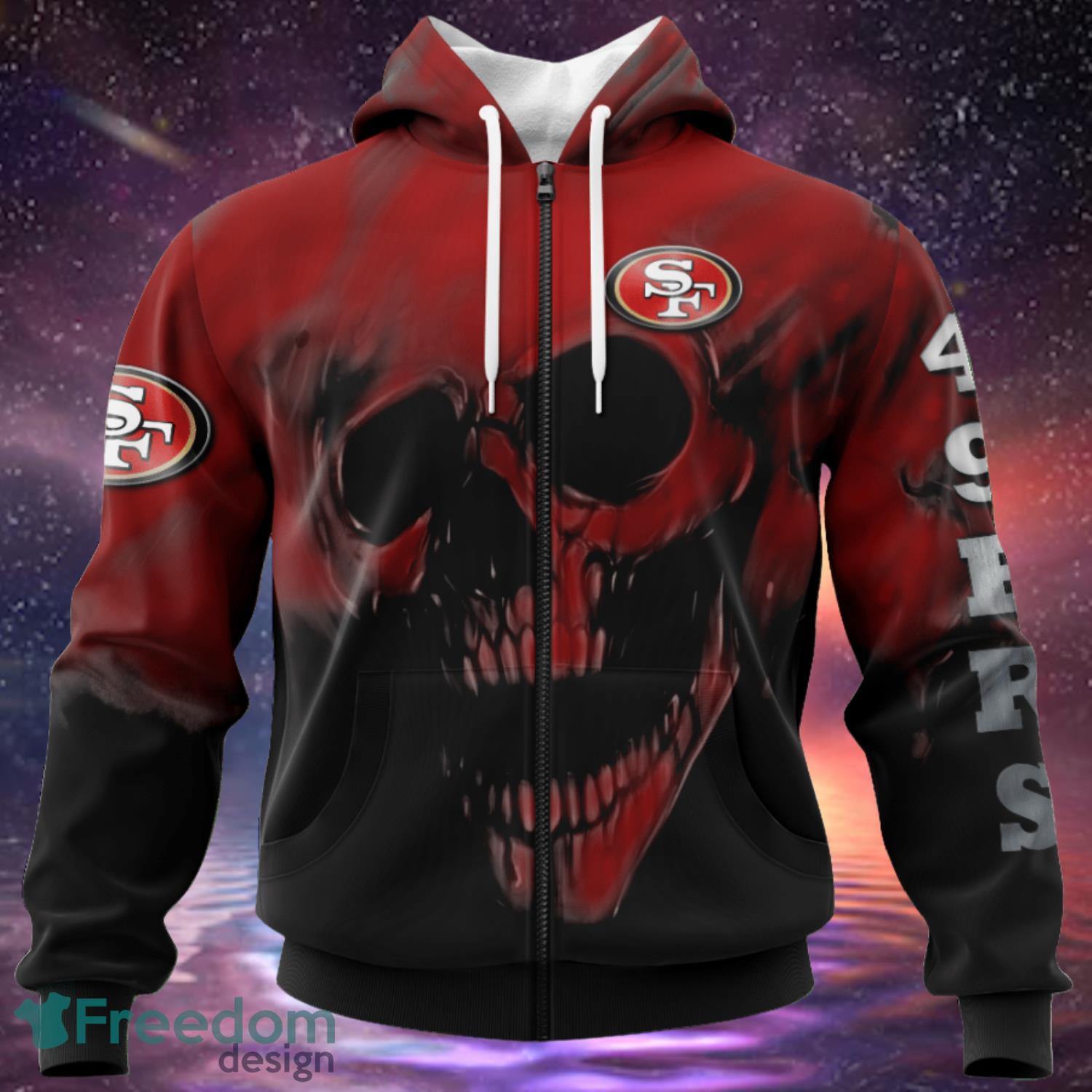 San Francisco 49ers Custom Name & Number Skull Hoodies Full Over Print Product Photo 1