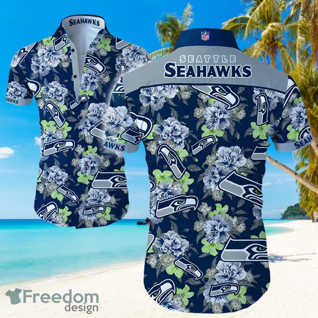 Seattle Seahawks Logo Flower Hawaiian Summer Beach Shirt Full Print Product Photo 1