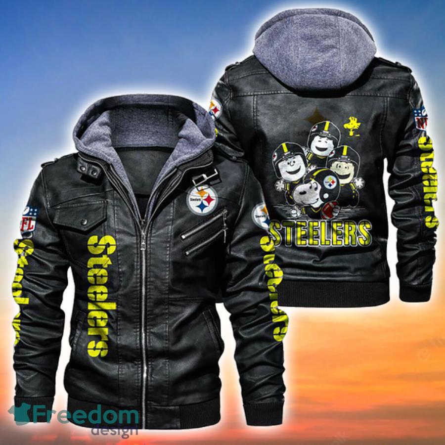 NFL Pittsburgh Steelers Fur Collar Leather Jacket Mens - Freedomdesign