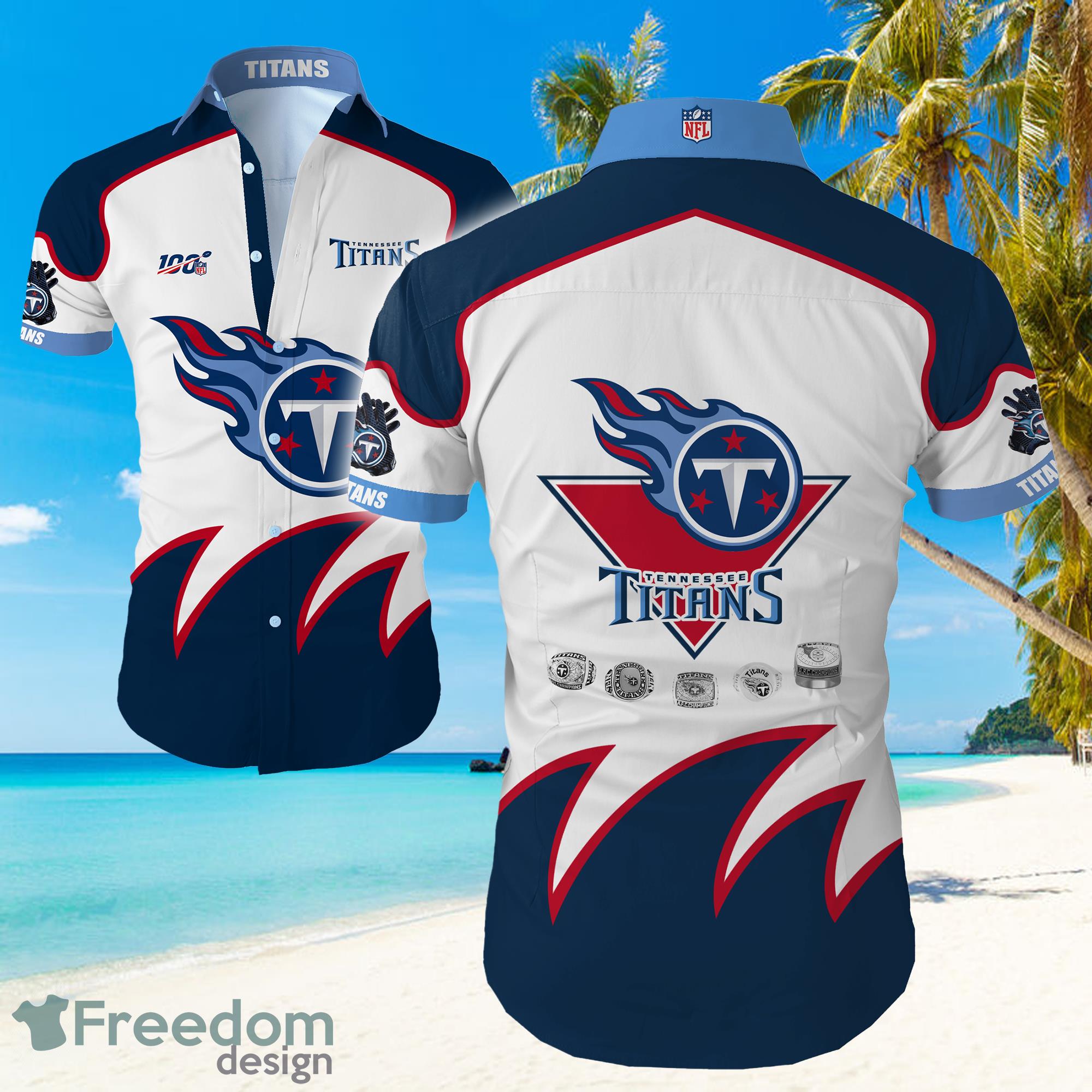 Tennessee Titans Big Logo Hawaiian Summer Beach Shirt Full Print Product Photo 1