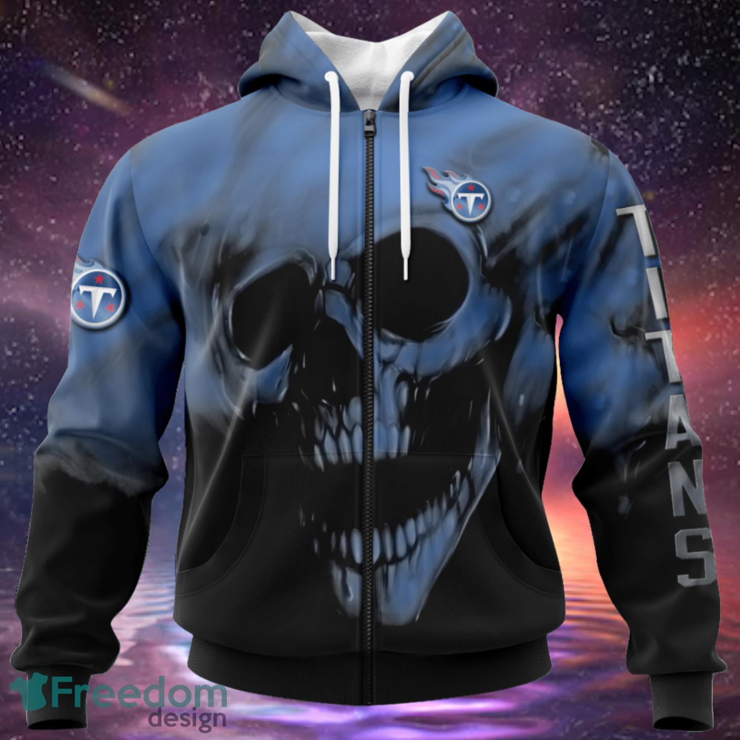 Tennessee Titans Custom Name & Number Skull Hoodies Full Over Print Product Photo 1