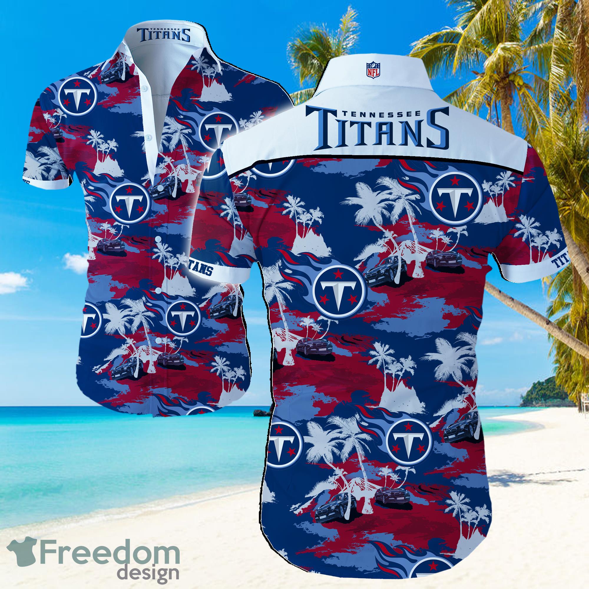 Tennessee Titans Logo Dark Shirt Hawaiian Summer Beach Shirt Full Print Product Photo 1