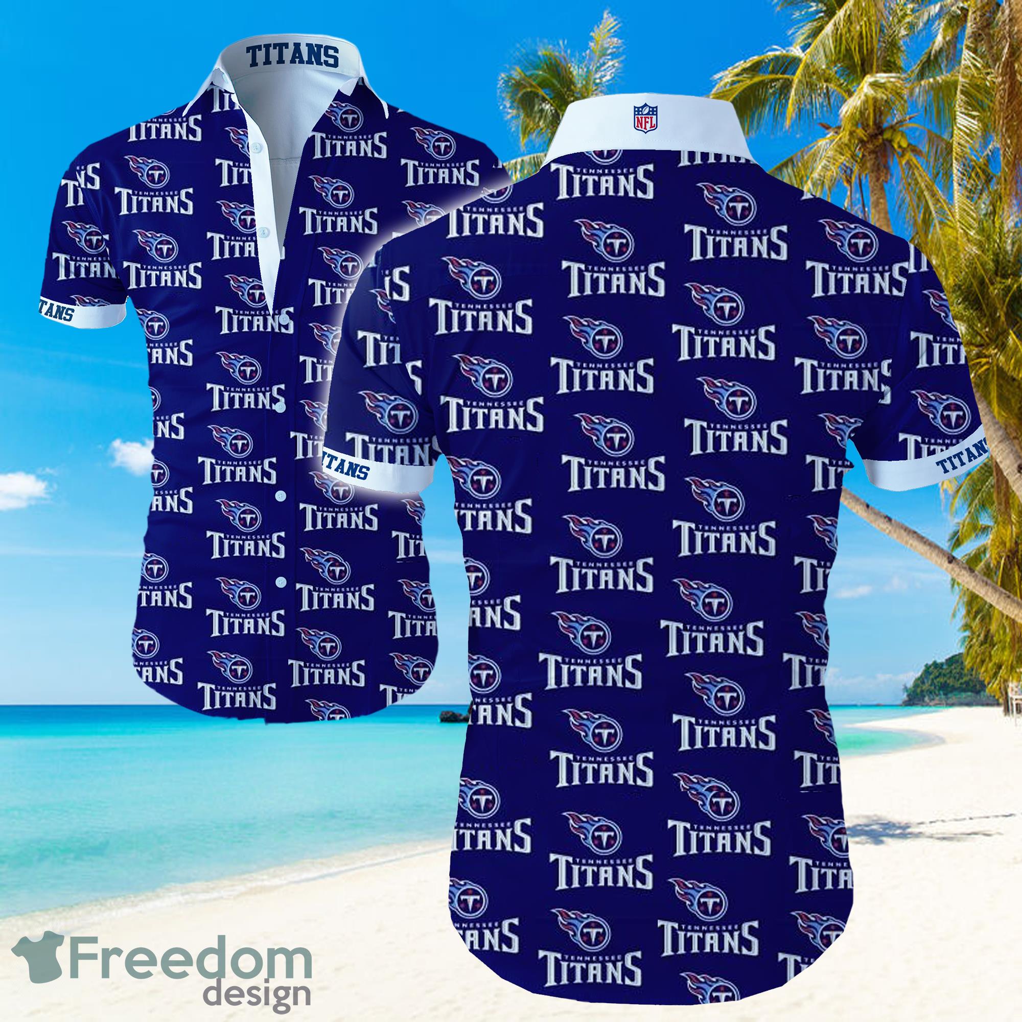 Tennessee Titans Mini Logo Hawaiian Summer Beach Shirt Full Print Product Photo 1