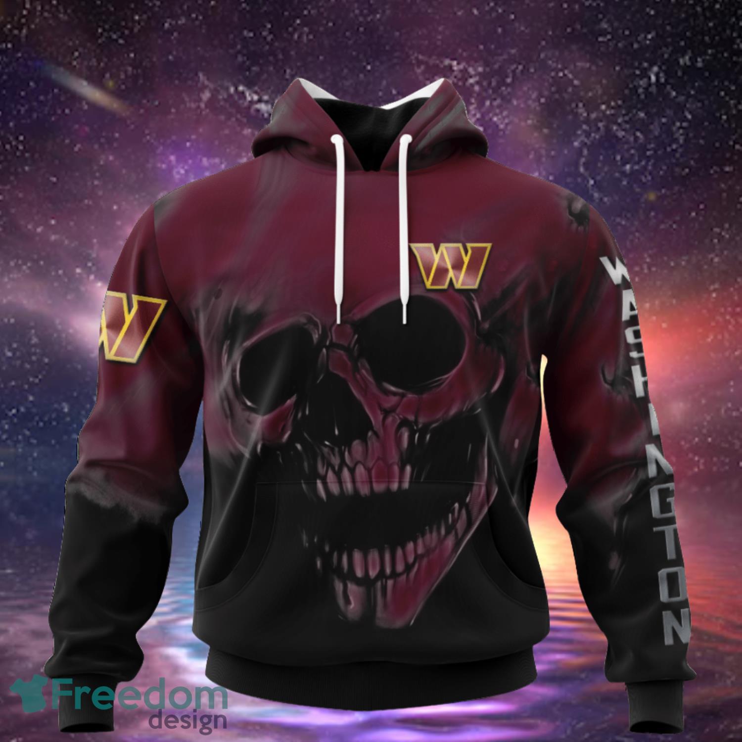 Washington Commanders Custom Name & Number Skull Hoodies Full Over Print Product Photo 2