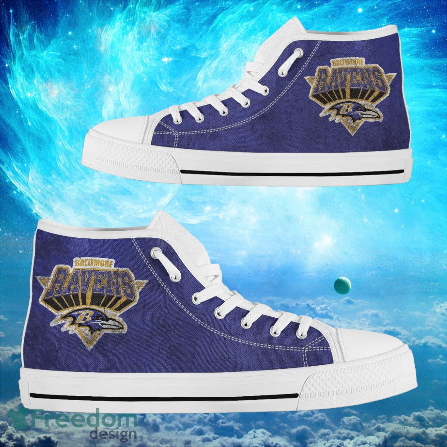 Baltimore Ravens high top canvas shoes, couple, Men And Women