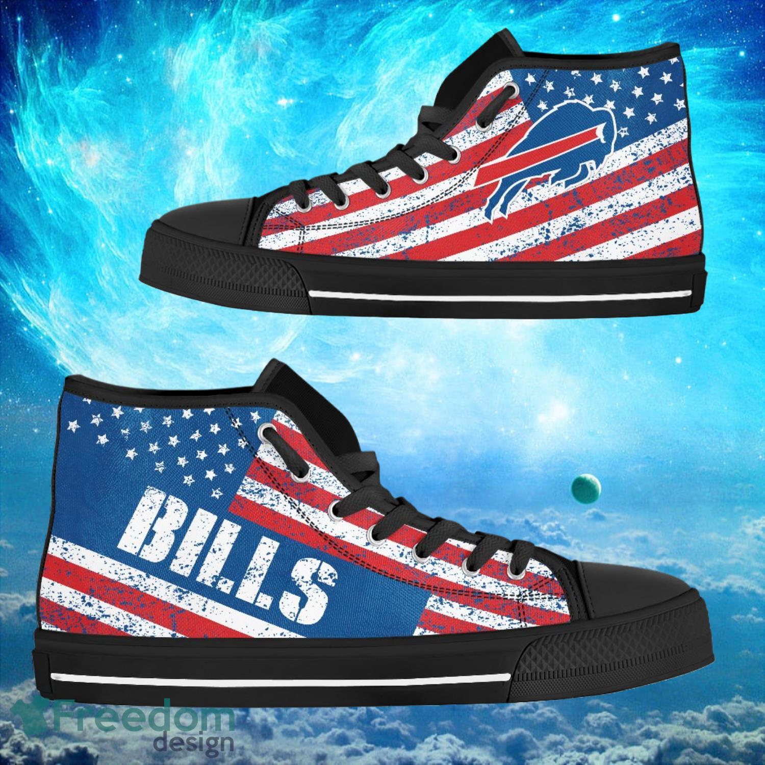 Buffalo Bills Custom America Flag Italic Vintage Style High Top Shoes Product Photo 1