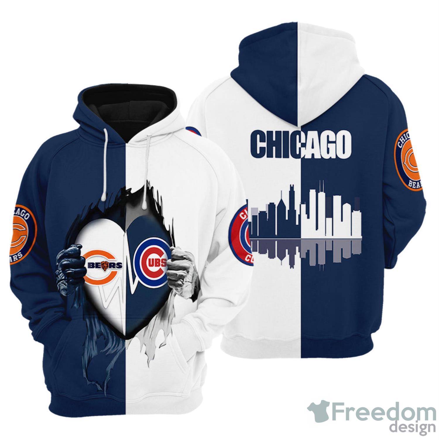 Chicago Cubs Red Blue Full Over Print 3D Hoodie Zipper - T-shirts Low Price