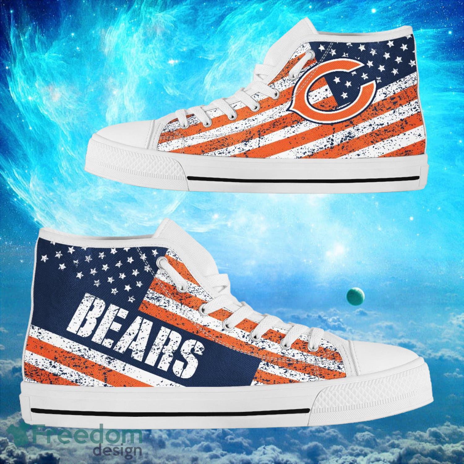 Chicago Bears Custom America Flag Italic Vintage Style High Top Shoes -  Freedomdesign