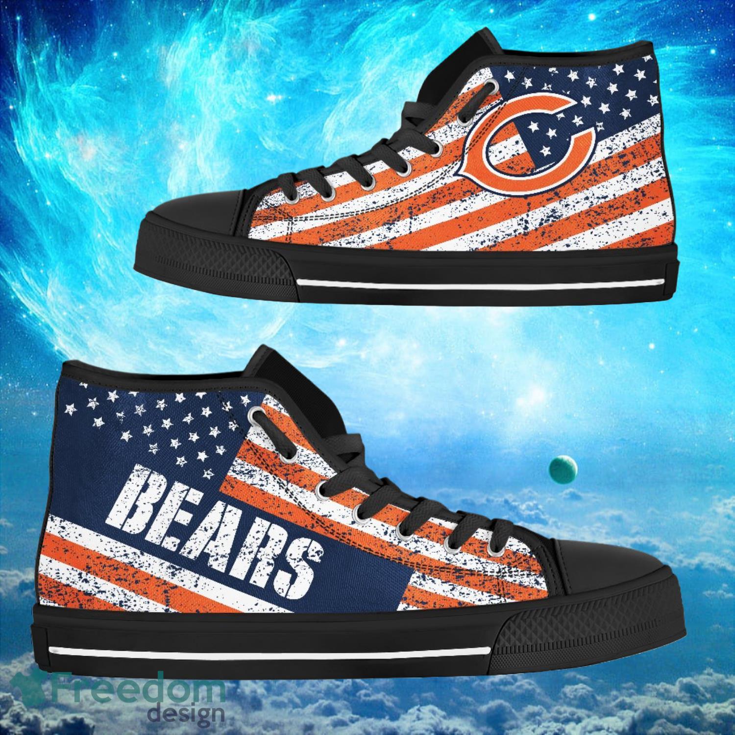 Chicago Bears Custom America Flag Italic Vintage Style High Top Shoes -  Freedomdesign