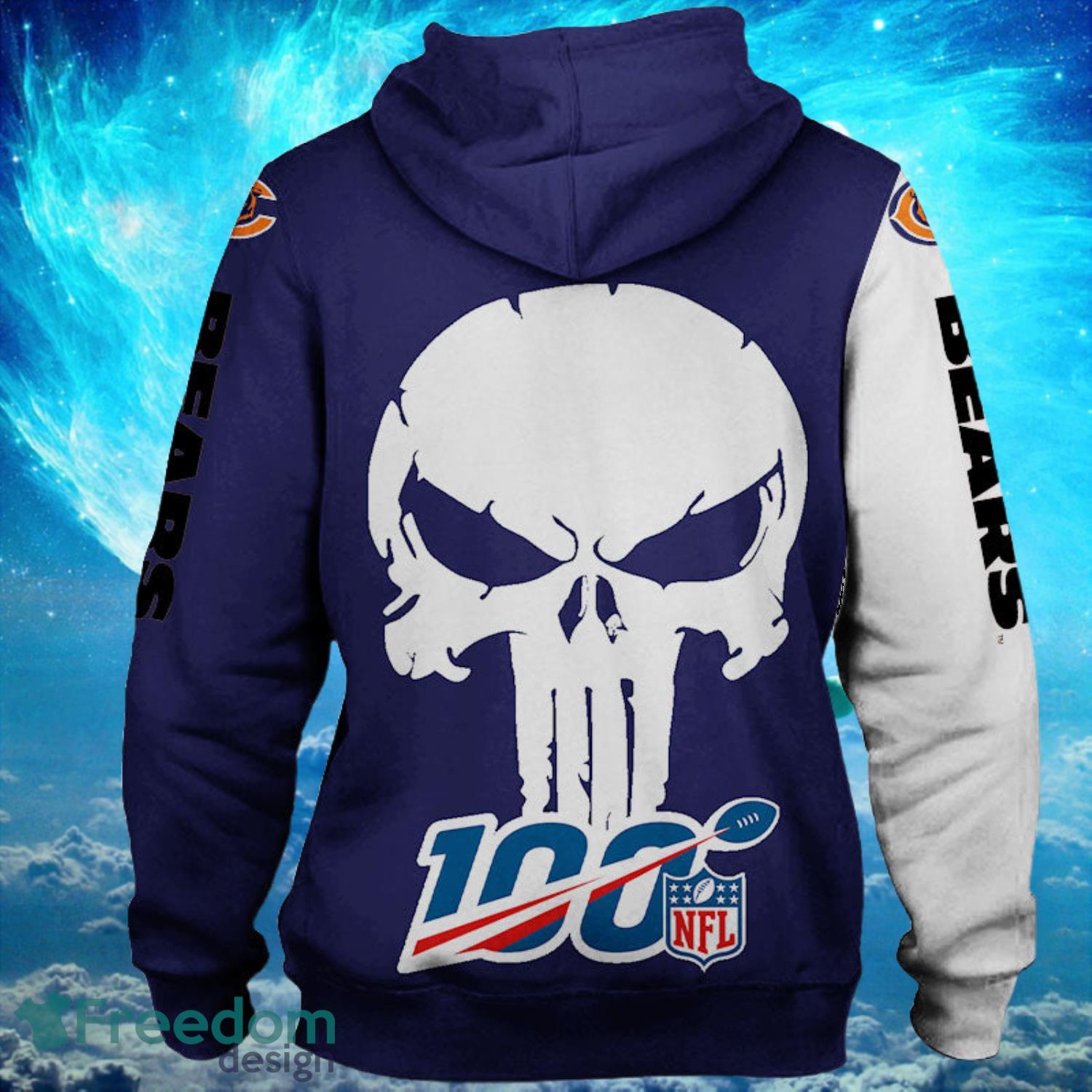 Chicago Bears White Skull Hoodies Print Full Product Photo 2