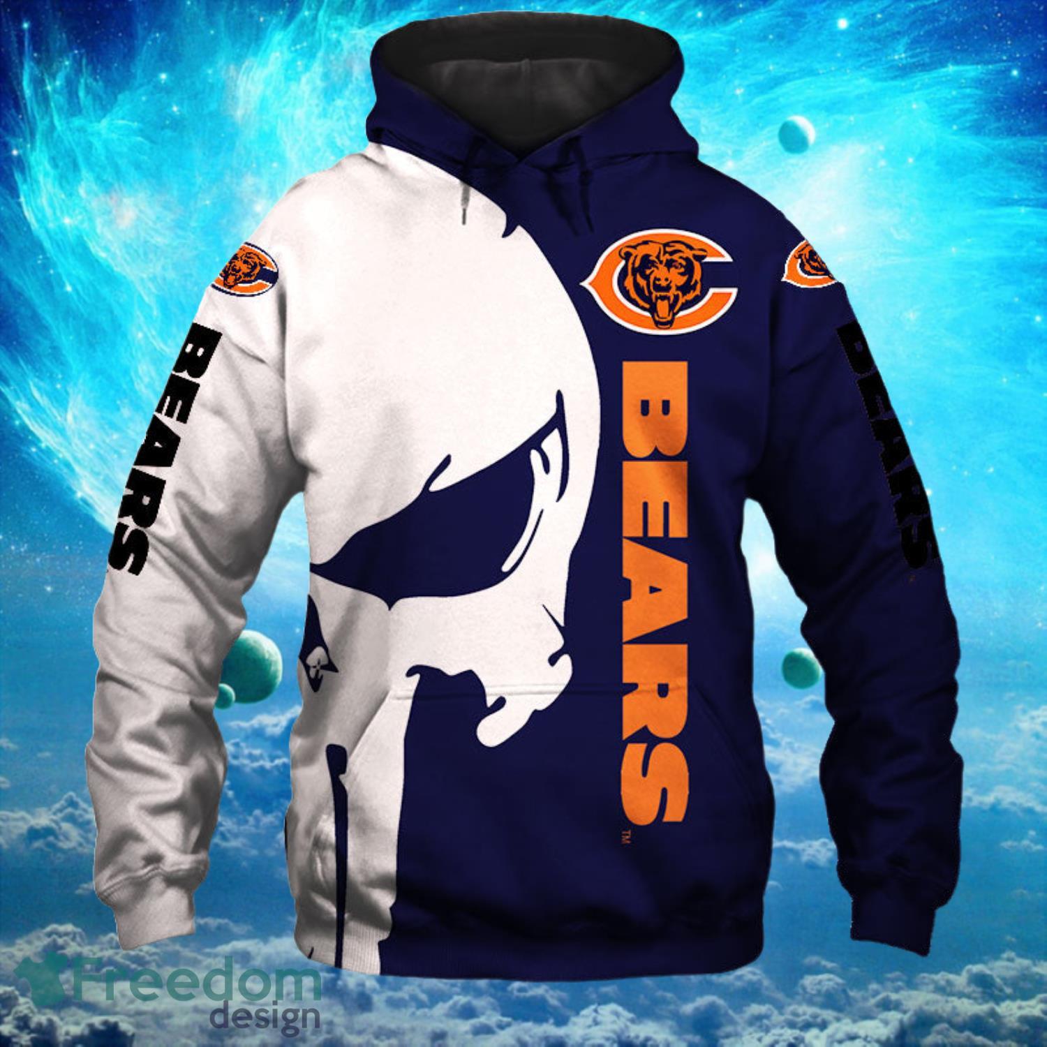 Chicago Bears White Skull Hoodies Print Full Product Photo 1