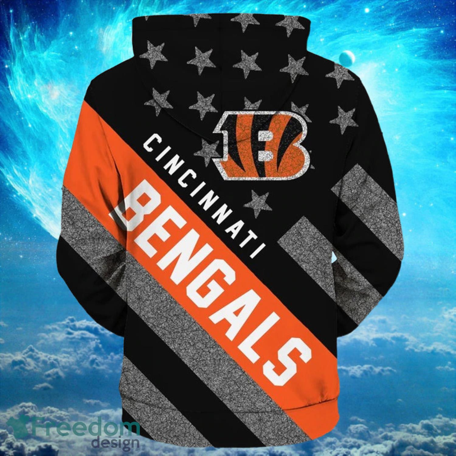 Cincinnati Bengals Zipper Dark Type Hoodies Print Full Product Photo 2