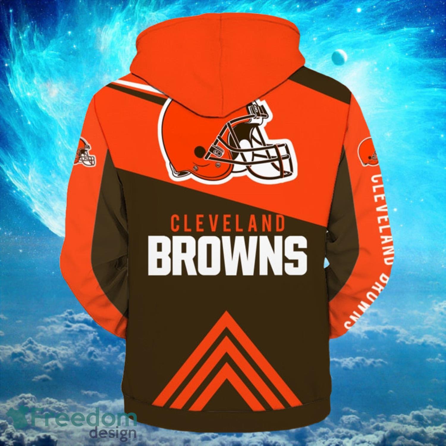 Cleveland Browns NFL Zip Orange Hoodies Print Full Product Photo 2