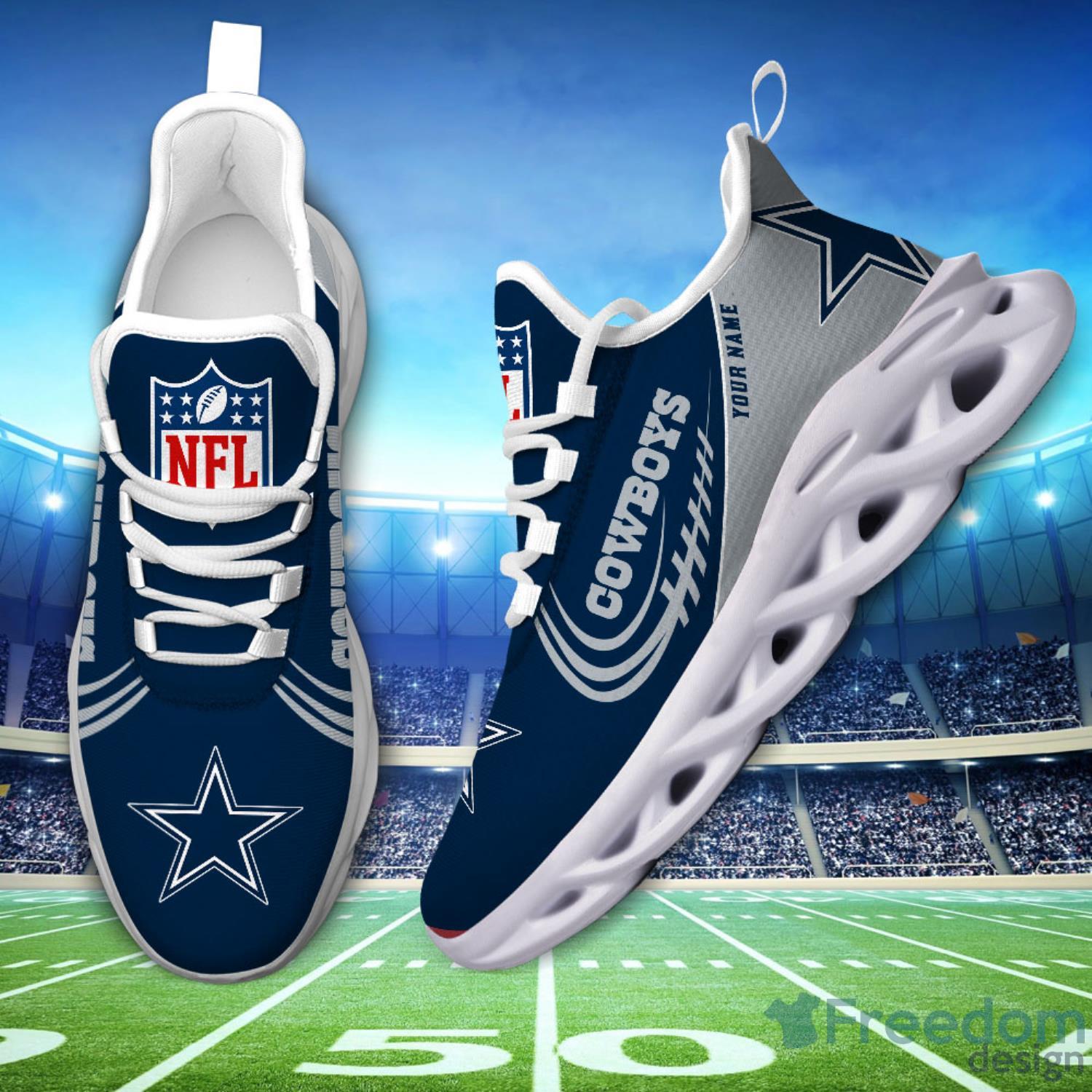 Dallas Football Cowboys Max Soul Sneakers Running Sport Shoes Custom Name -  Freedomdesign